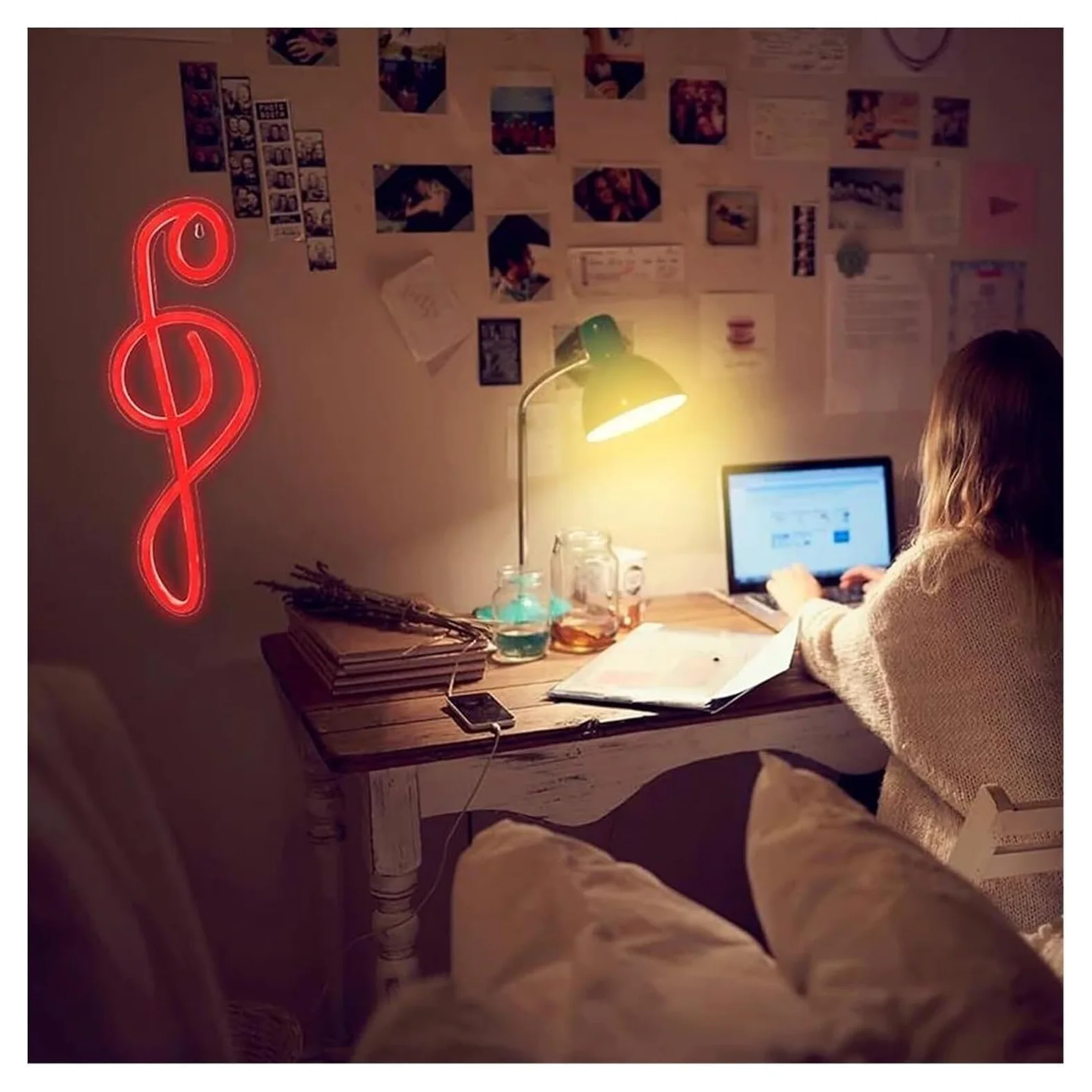 Luci al neon Insegne al neon, luci a LED con note musicali, lampade da parete artistiche per camera letto, negozio, sala feste