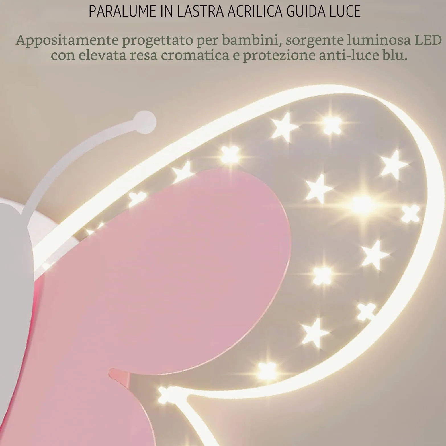 Lampada da Parete a LED per Cameretta dei Bambini, 16W Lampada a Muro con Interruttore, Effetto Stella Illuminazione a Parete per Camera da Letto, 3 Temperature di Colore Regolabili, Rosa