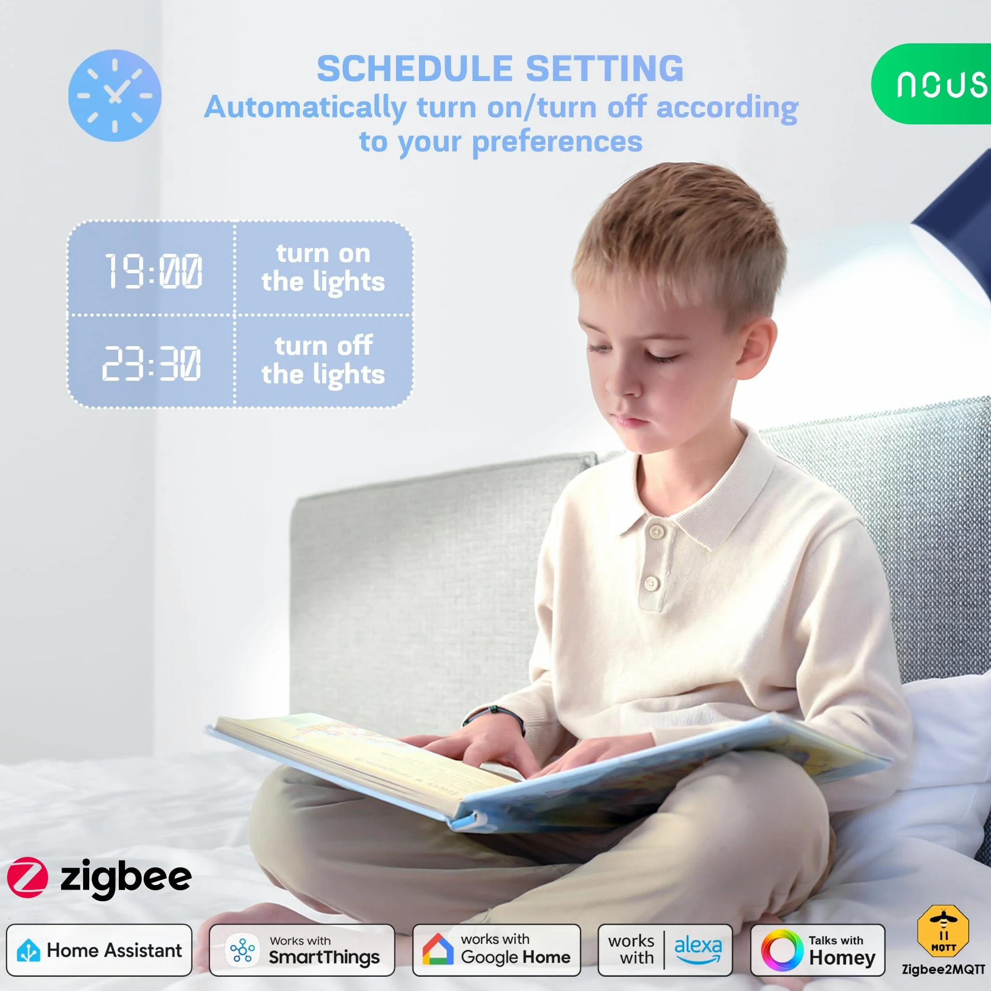 NOUS Lampadina LED Intelligente P8Z ZigBee 3.0 GU10 RGB, 3 Pack, 420Lm, 4,9W, 16 Milioni di Colori, Bianco Regolabile da 2700K A 6500K, Compatibile con Alexa e Google Home, Richiede un Hub ZigBee