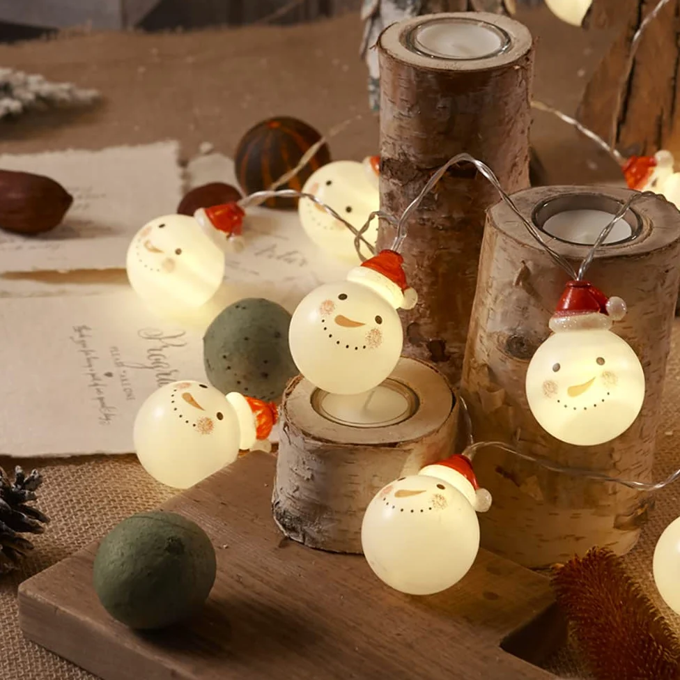 Stringa di luci Natalizie, luci Stringa Impermeabili per Decorazioni Natalizie Festa sull'albero, luci Stringa di Babbo Natale, Lucine Bianche Calde a 20 LED (Batteria)