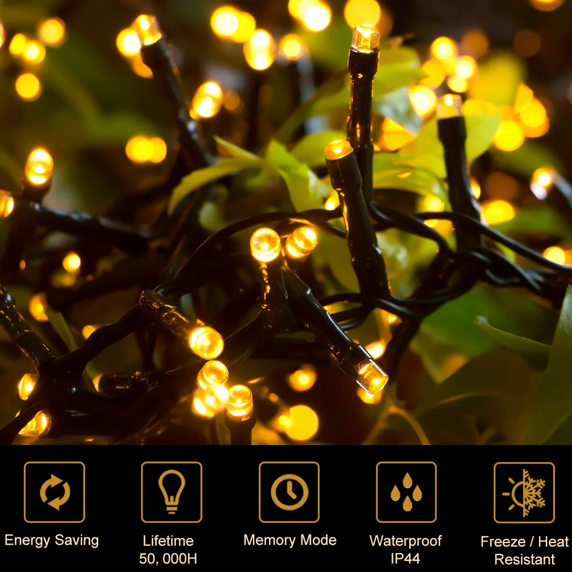 Quntis Luci di Natale da Esterno, 50M 2000 Led Luci Albero di Natale con 8 Modalità, Ip44 Luci Natalizie per Esterno Interno Casa Feste, Bianco Caldo