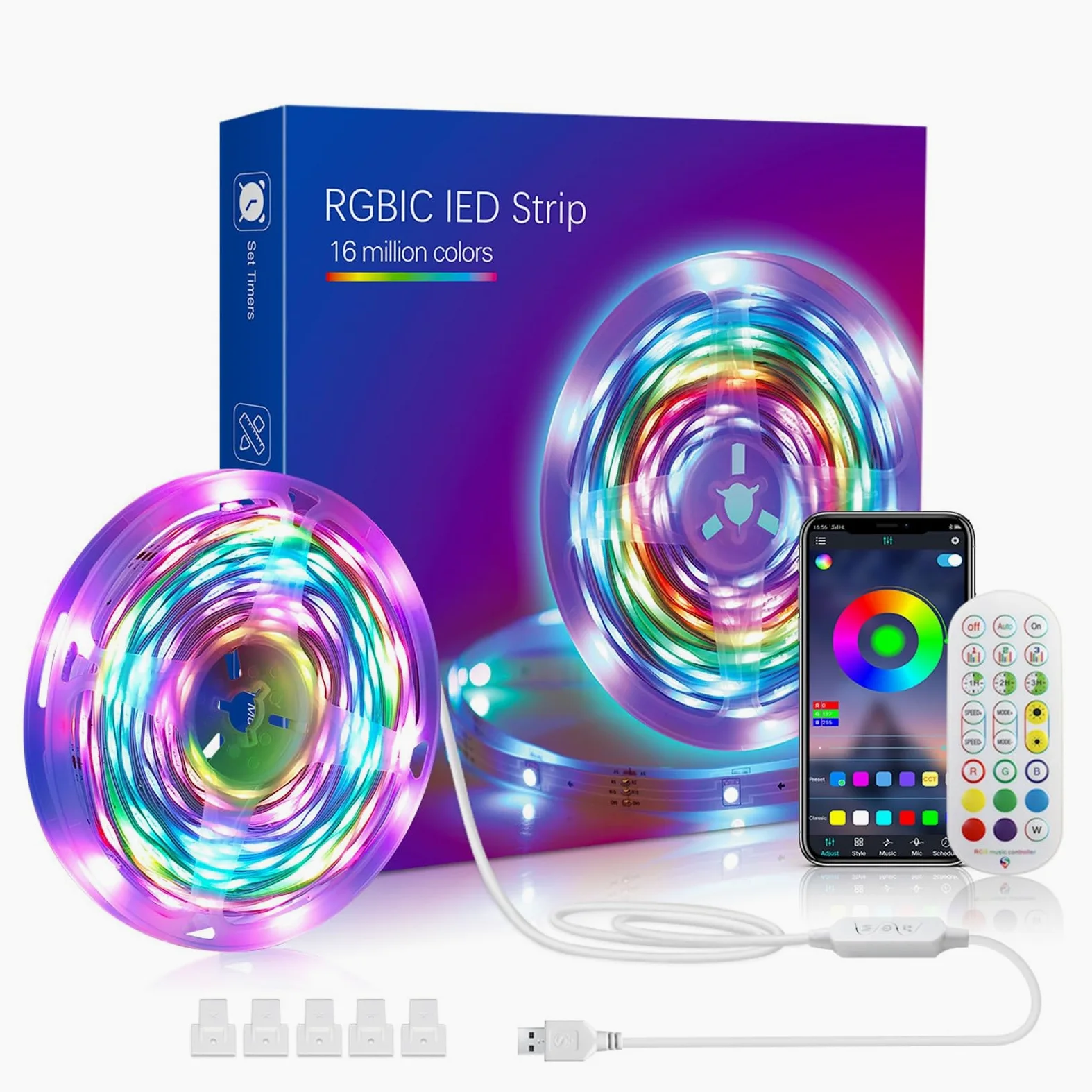 RGBIC ha condotto le luci per la TV, USB ha condotto le luci di striscia, 3ft/6.5ft/9.8ft/13ft/16.ft/24ft/32ft con le modalità multiple del telecomando adatte a camera da letto di TV(7.5m (bare board)
