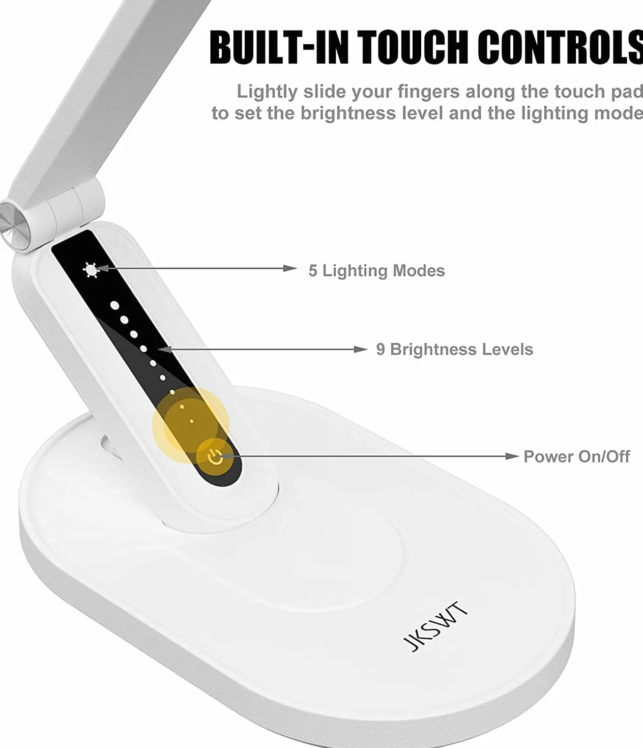 JKSWT Lampada da scrivania a LED, Lampade da tavolo per la cura degli occhi La luce naturale protegge gli occhi Lampada da ufficio dimmerabile con 5 modalità colore Porta di ricarica USB