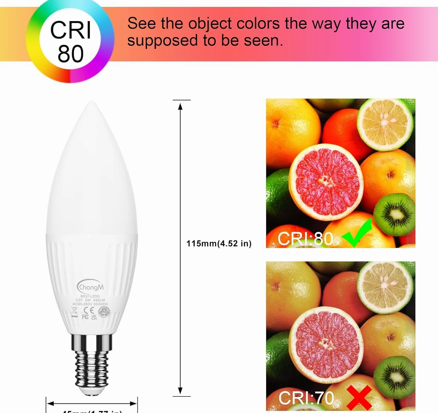 ChangM Lampadina LED Cambia Colore, Lampadina a Candela, RGB Dimmerabile E14 Candela Led con Telecomando, 5W (sostituisce 40W) Bianco Freddo 5700K, Confezione da 10