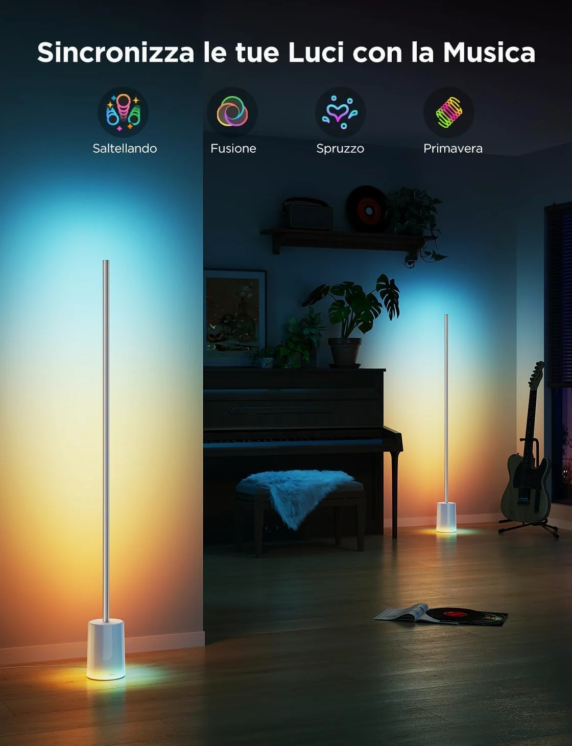 Govee Lampada da Terra RGBIC, Luci LED Compatibile con Alexa e Matter, 152cm Luci Dimmerabile con Telecomando e APP, Sinc Musica, 82 Modalità Scena, Lamp Comodino, Camera da Letto e Salotto, Grigio