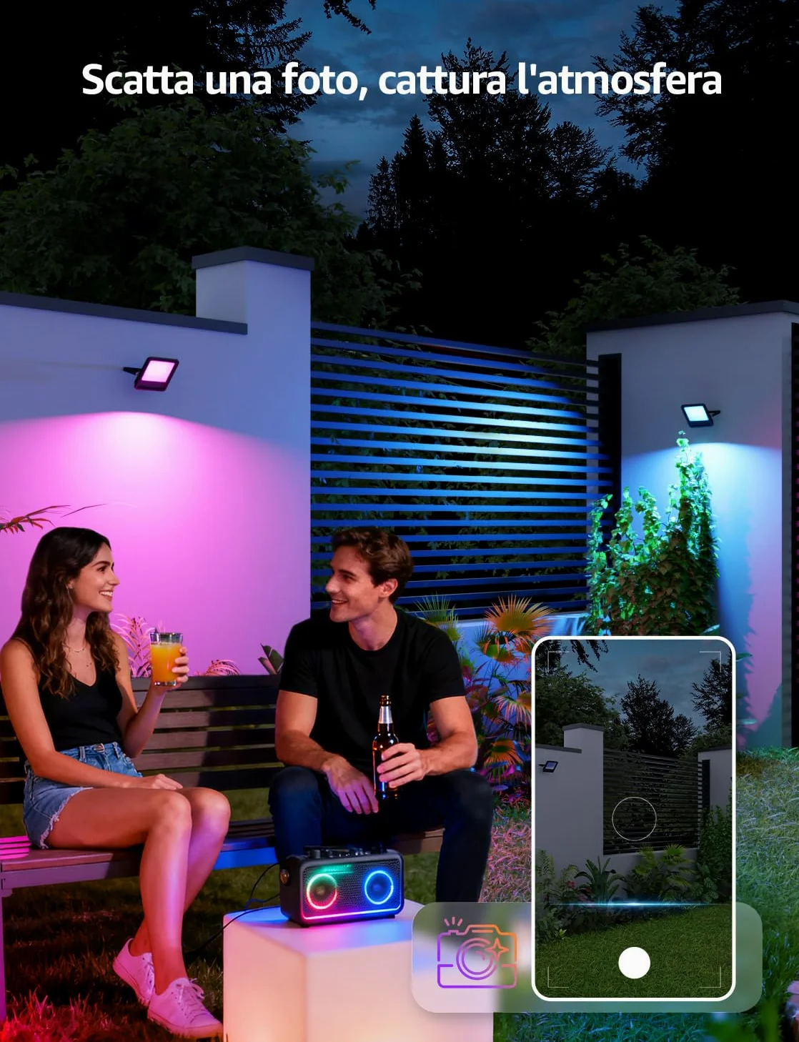 Lepro F1 AI Faretto LED da Esterno 50W, Faretto da Giardino RGB Dimmerabile