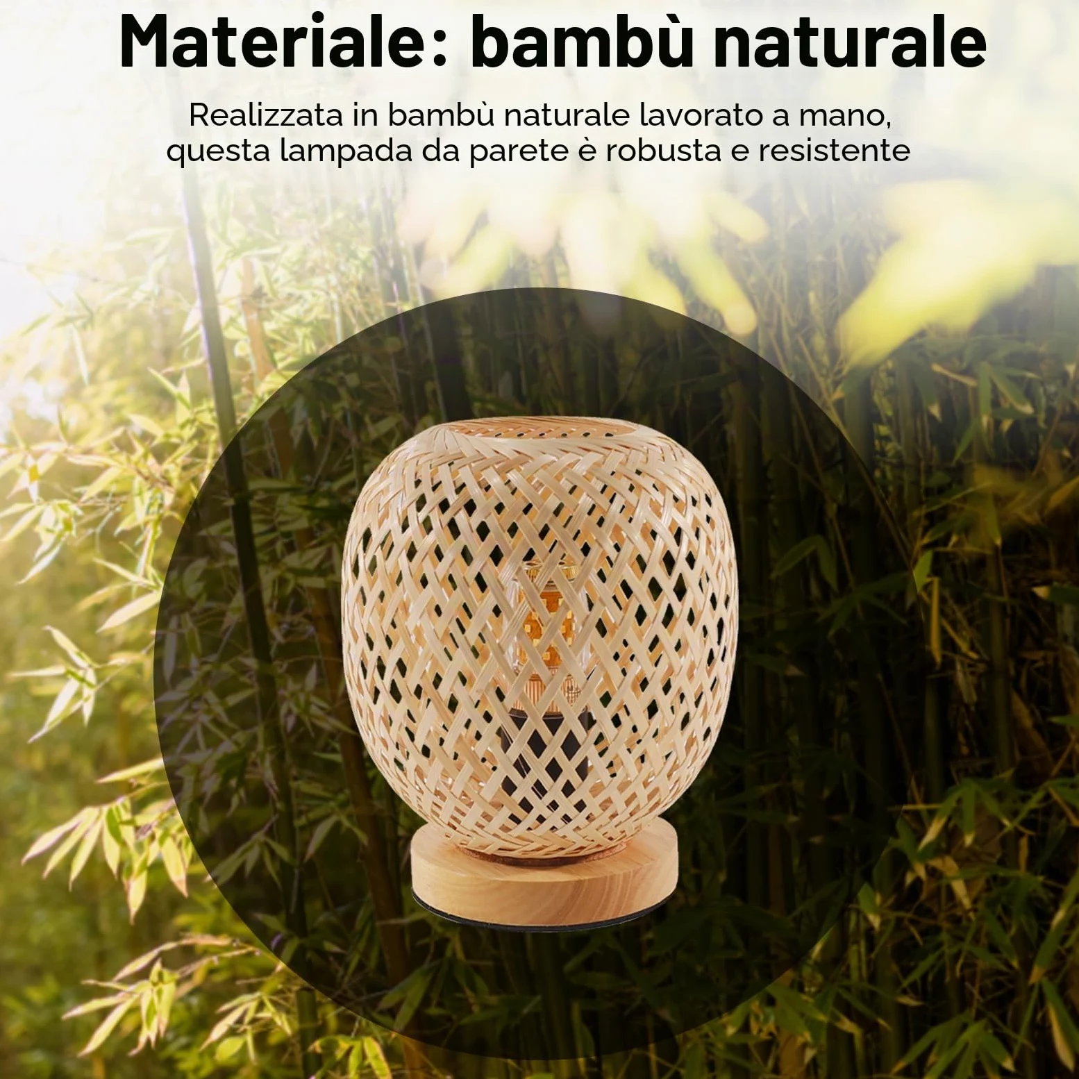 Dorlink Lampada da Tavolo Bambù, E27 Lampada da Scrivania Dimmerabile, Abat Jour da Comodino Vintage, Lampada da Comodino Creativo, Luce Notturna per Camera, Sala Studio (Senza Bulbo)