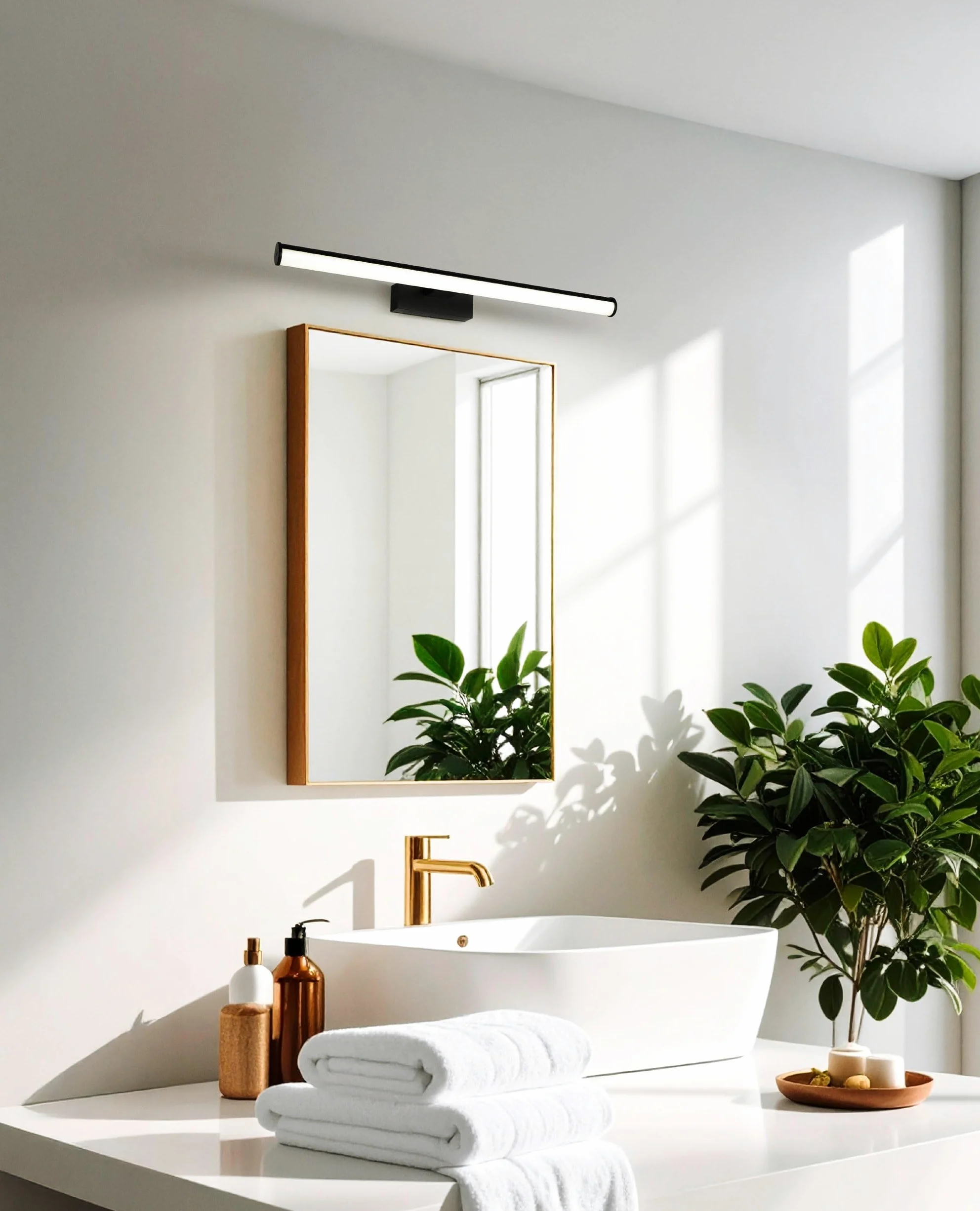 Eglo LED lampada specchio Vadumi, luce bagno, illuminazione specchio in | plastica nero e bianco, luce neutra, IP44, L 60 cm