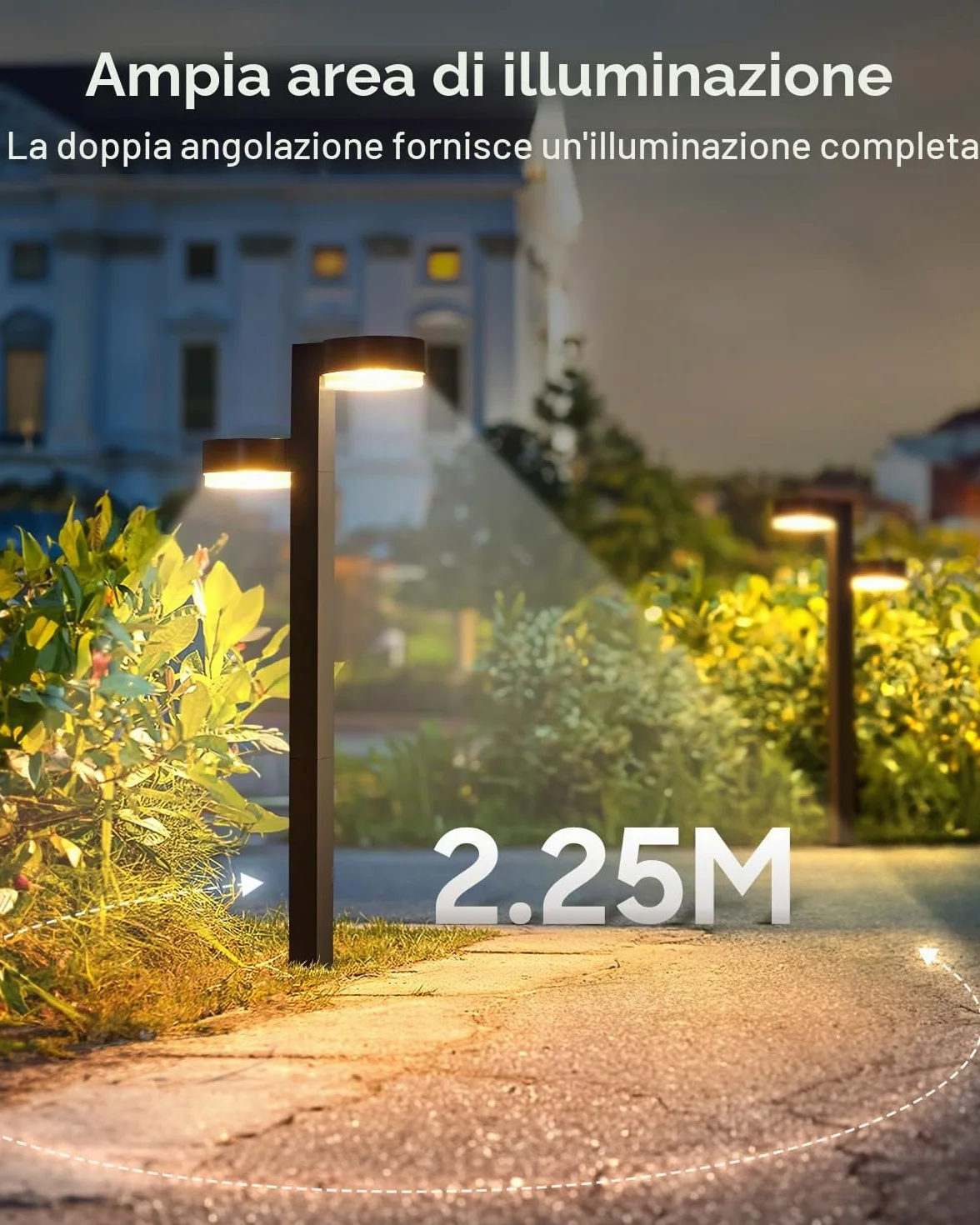 GEARLITE Outdoor Solar Lights 4 Pack, 2 in 1 Super Bright Outdoor Garden Solar Lights con 24 LED 1200mAh impermeabile luci solari da giardino, Auto On/Off Decorazione giardino per sentiero balcone