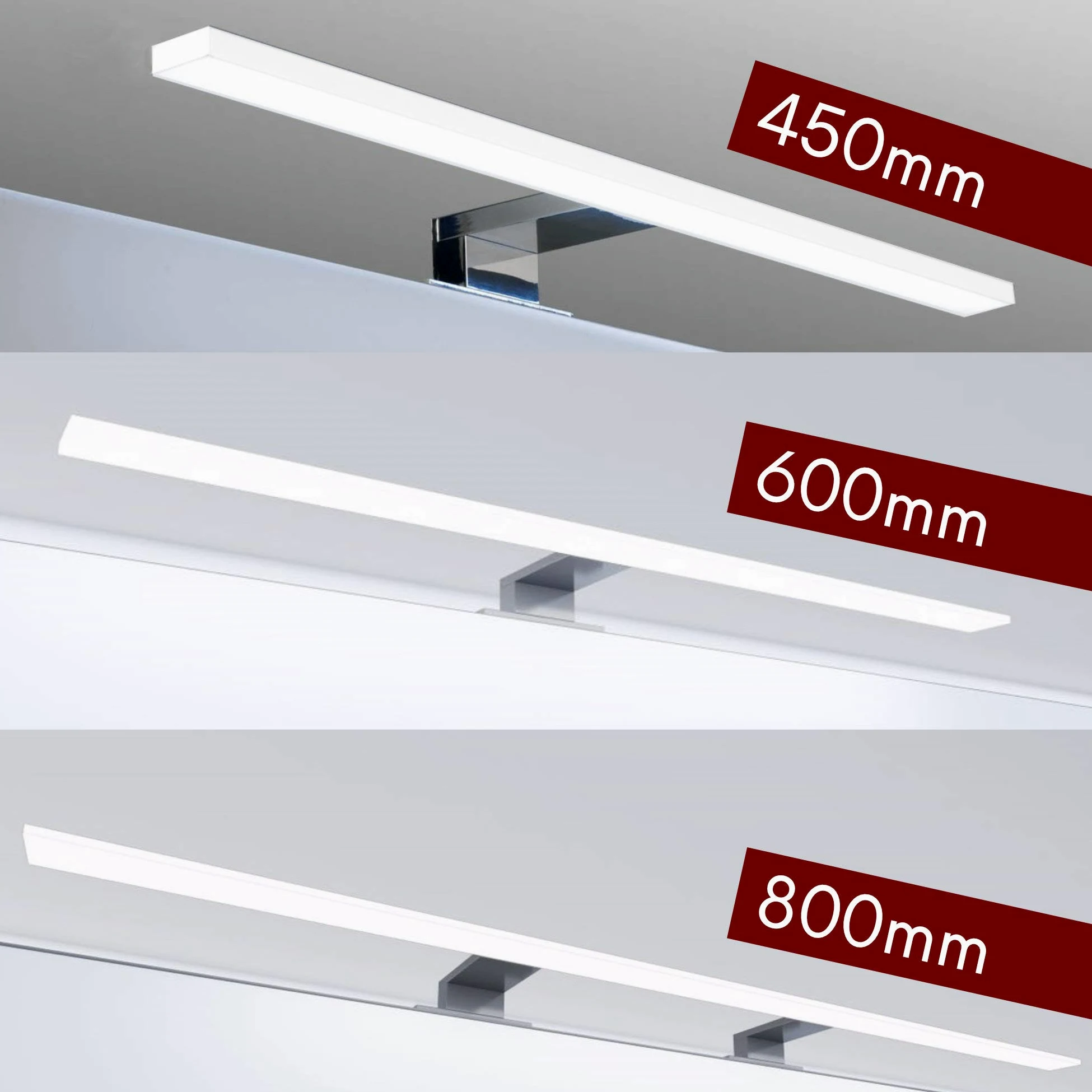kalb Material für Möbel Lampada a LED da bagno Luce da bagno Lampada per specchio Lampada per armadi Lampada a sospensione, colore della luce: bianco luce del giorno, lunghezza: 600 mm