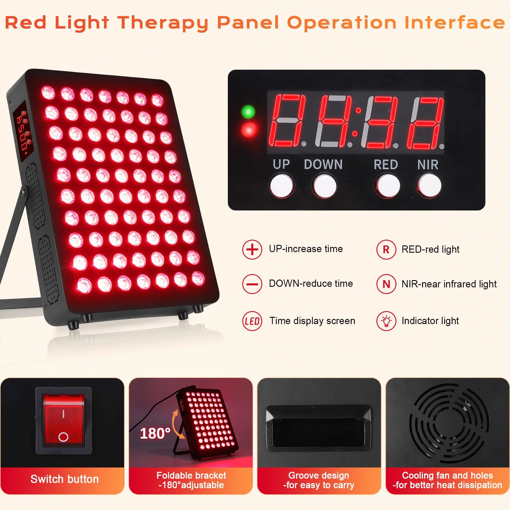 Red Light Therapy, Lampada Infrarossa 660nm & 850nm, Luce Rossa 120W Doppio Chip 70 LED, con Timer e Supporto Regolabile, Luce Rossa Terapia per Migliorare la Pelle, Alleviare il Dolore