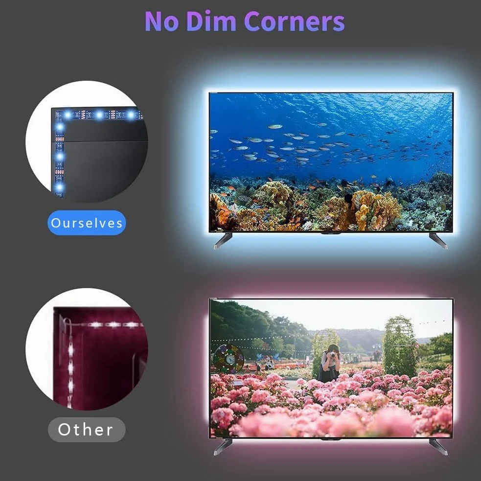 Barra luminosa a LED RGB, illuminazione ambientale alimentata tramite USB, per TV e computer, controllo app Bluetooth, striscia retroilluminata per sincronizzazione musicale