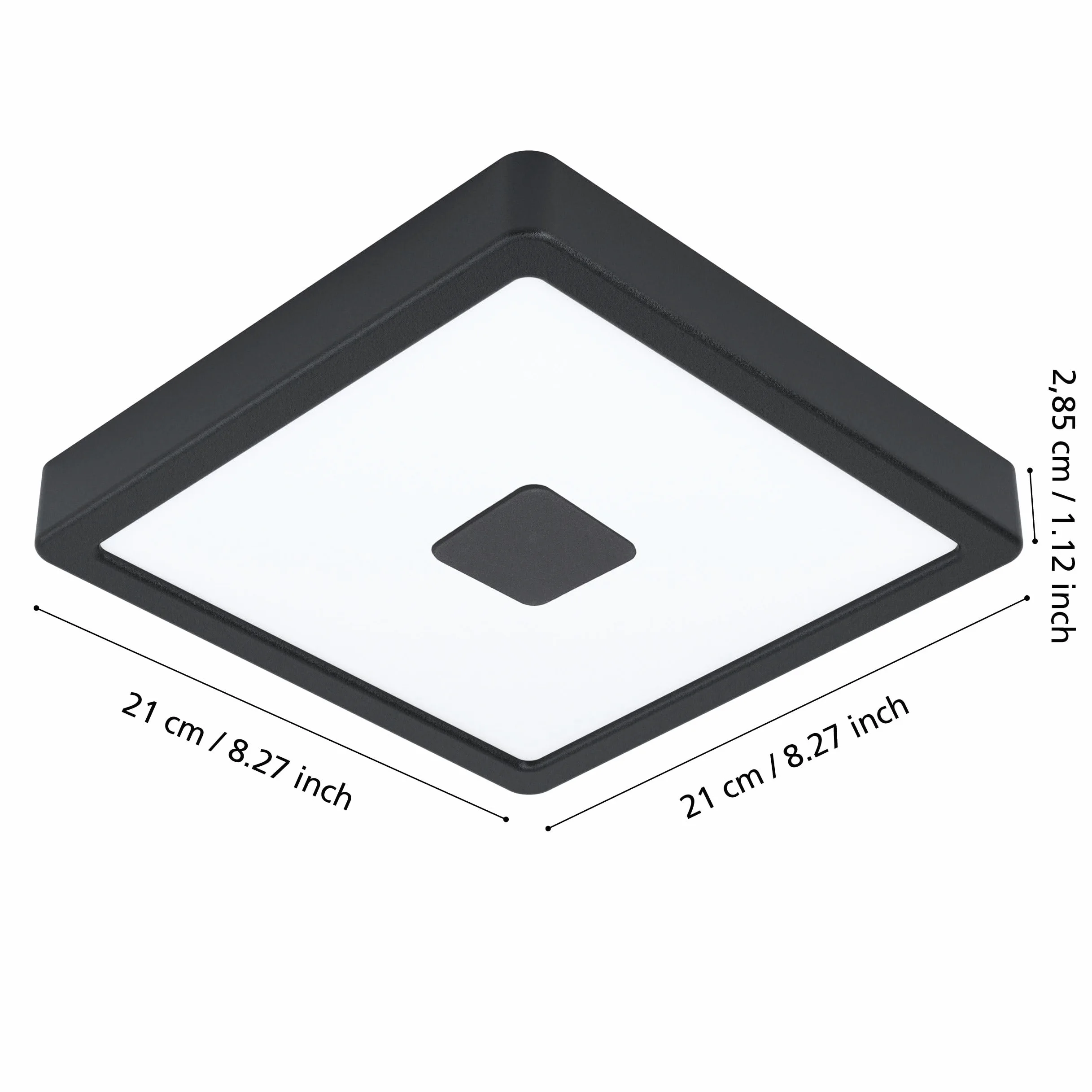 Eglo Plafoniera Iphias 2, luce a LED per esterni da muro o soffitto, metallo nero e plastica bianca, luce bianca calda, IP44, 21 cm