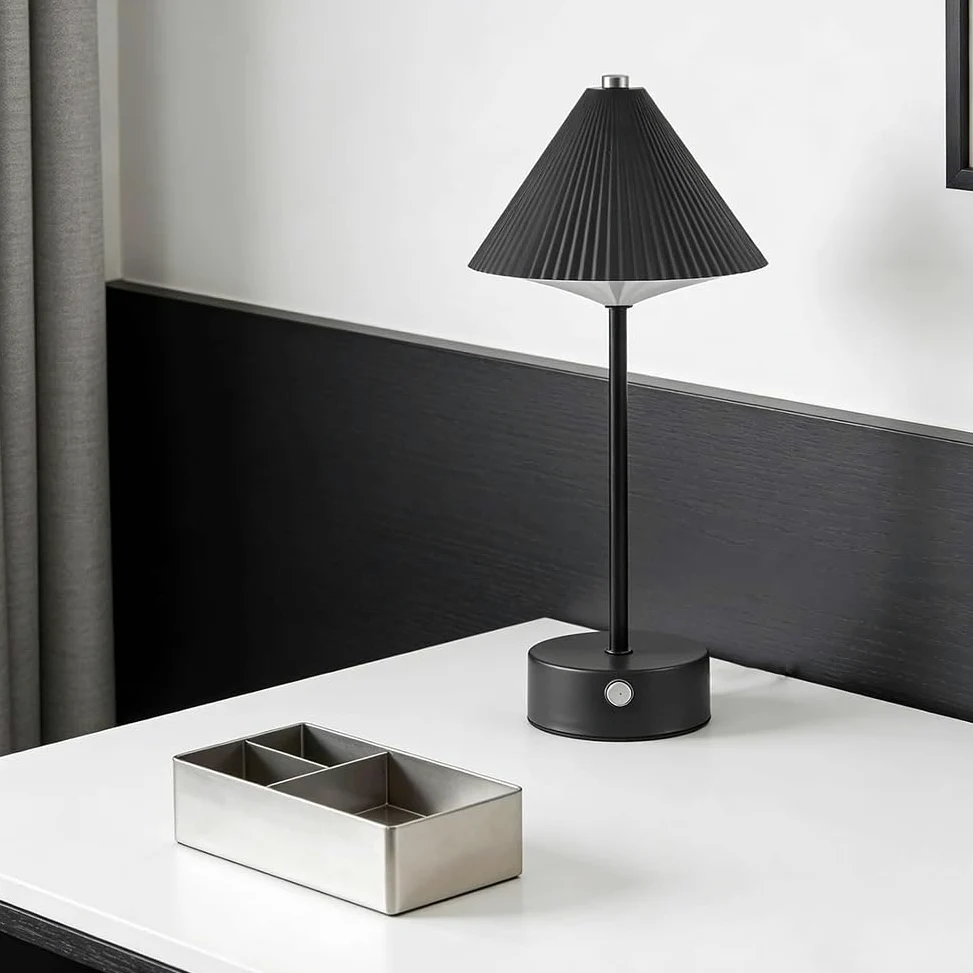 Lampada da Tavolo Touch Control Alimentata a Batteria Ricaricabile in Alluminio Lampada da Comodino Regolabile per Interni Illuminazione da Tavolo a Batteria Ricaricabile Senza Cavi,Grigio