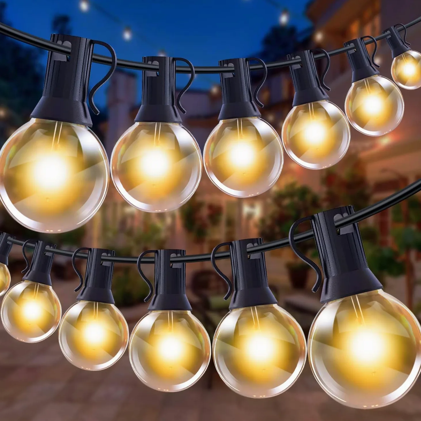 Catena Luminosa Esterno - 45m 58+2 G40 LED Lampadine Luci da Esterno Giardino IP44 Impermeabile Infrangibile Catene Luminose Esterni Decorative per Terrazzo Partito Balcone (45m 58+2)