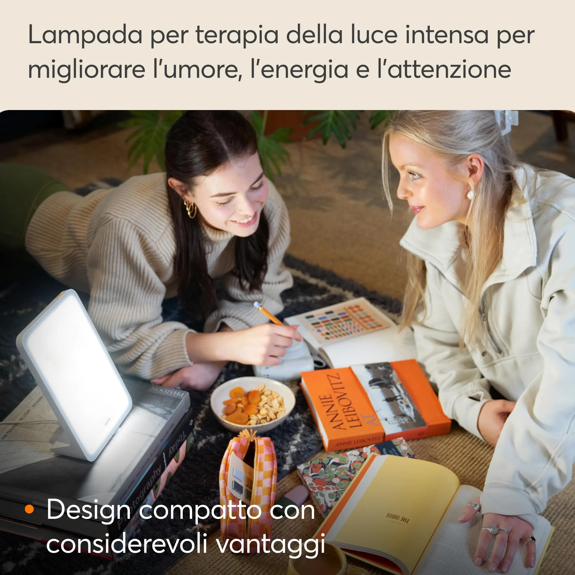 Lumie Mini Lampada compatta per terapia della luce intensa per ottimizzare l'umore, l'energia e l'attenzione