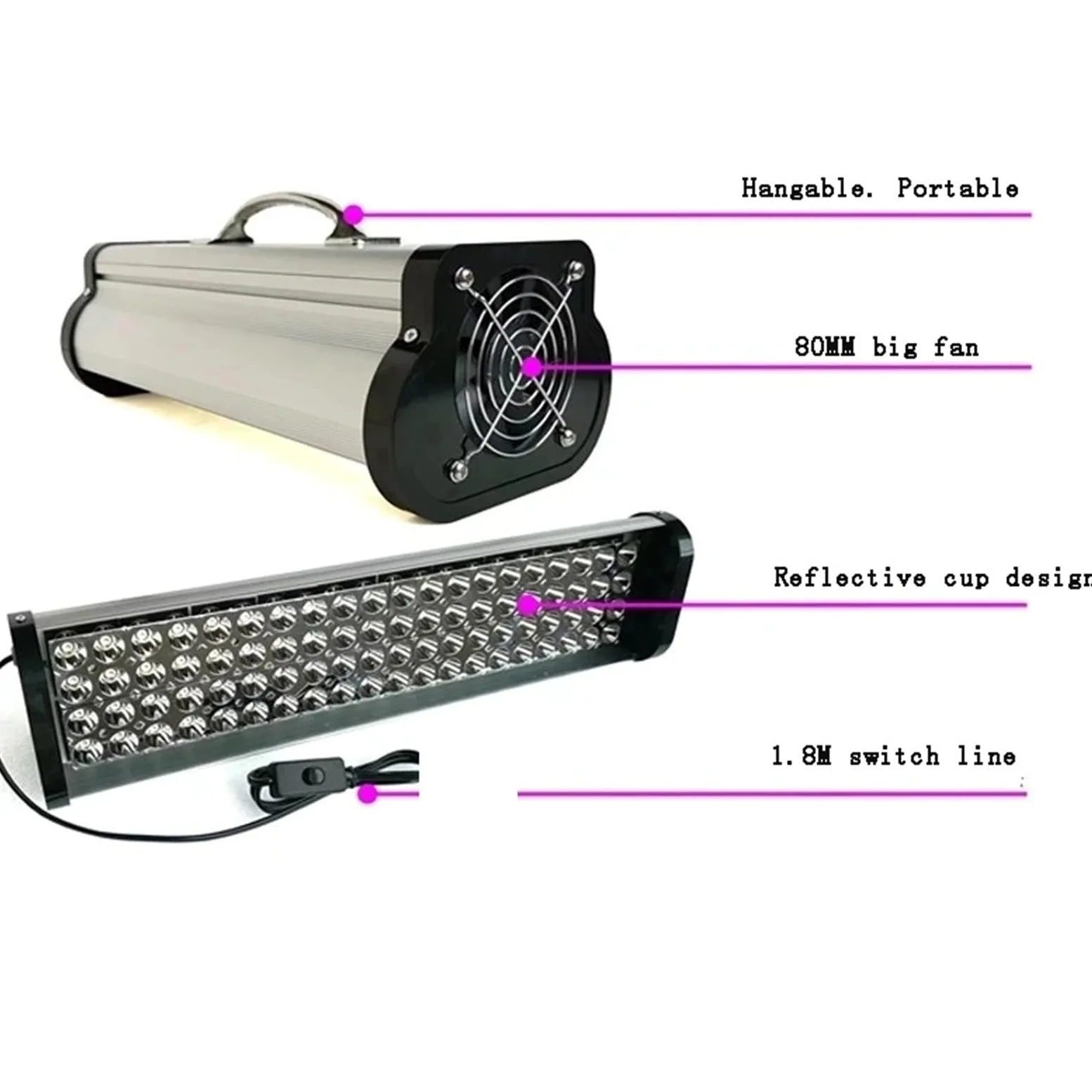 Lampada uv resina, Lampada di polimerizzazione UV a luce viola raffreddata ad aria da 500 W, 365 nm, 405 nm, 395 nm, rilevamento fluorescente, colla senza ombre, resina a olio verde(365nm)