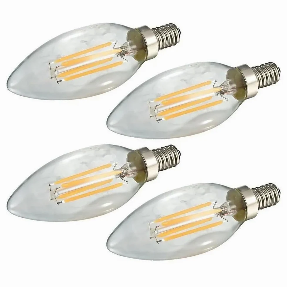 RZL Lighting, Confezione da 50, Lampadine a Candela a Filamento LED AC220V 2W/4W/6W E14 Illuminazione a 360 Gradi Lampada a Lampadina a LED(Warm White,6W)