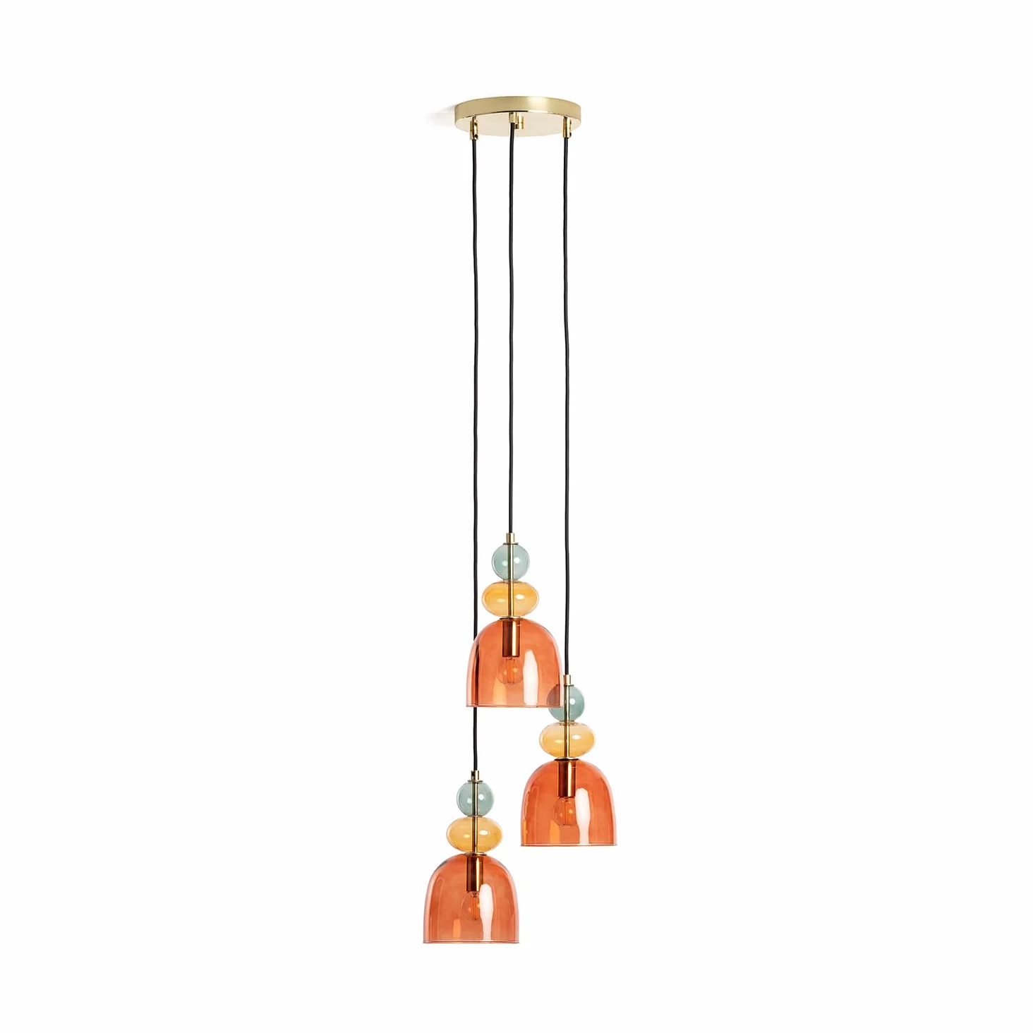 LEDKIA LIGHTING Lampada a Sospensione Metallo e Vetro Tri Baudelaire Rosso E14