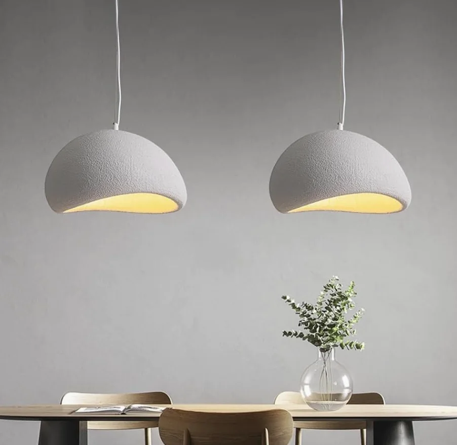 Dopa Dopastore Lampadario a Sospensione Attacco E27 Design Moderno Stile Minimal Lampadario Wabi Sabi 40/50/60CM Portalampada Bianco da Interno IP20 (40 CM)