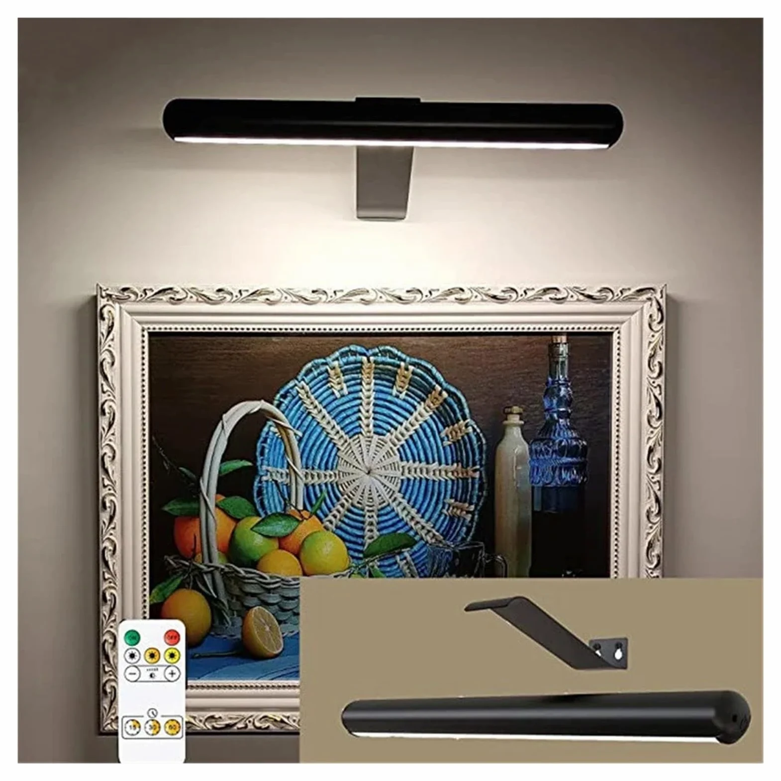 Lampada da parete magnetica ricaricabile for l'illuminazione 'immagine o specchio del bagno a camera letto, lampada a LED dimmerabile con applique telecomandate,Uso duraturo