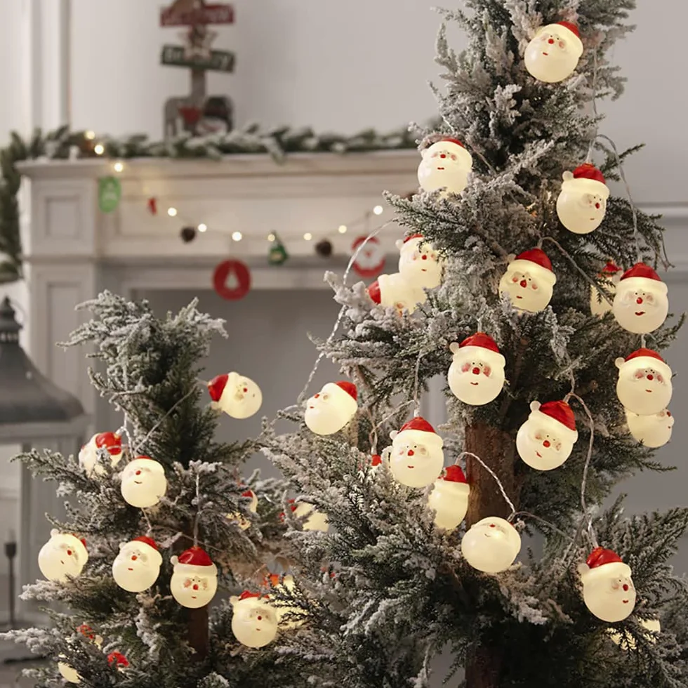 Stringa di luci Natalizie, luci Stringa Impermeabili per Decorazioni Natalizie Festa sull'albero, luci Stringa di Babbo Natale, Lucine Bianche Calde a 20 LED (Batteria)
