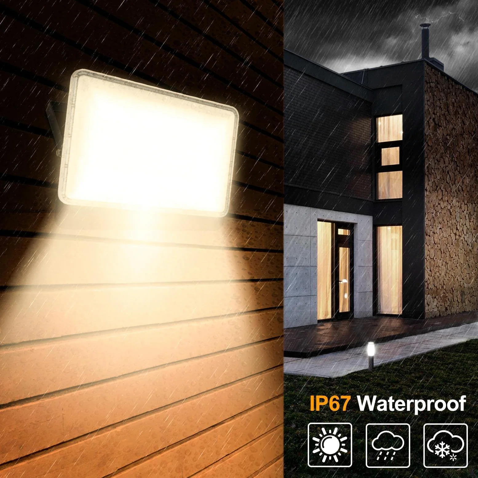 Proiettore LED da 100 W per Esterni, Proiettore Impermeabile Ip67, Faretto Industriale di Sicurezza, Proiettore per Esterni, Lampada da Parete da Lavoro per Cortile, Giar,