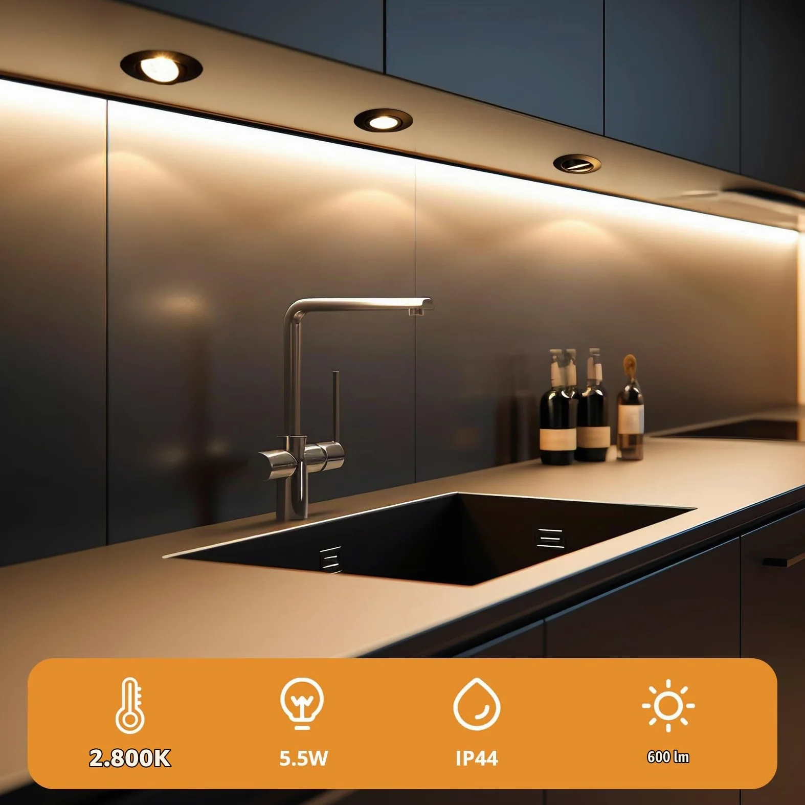 wowatt 10x Faretti Led da Incasso per Cartongesso Nero 5.5W Dimmerabili | 2800K Luce Calda 600LM Luci da Soffitto Interno IP44, Metallo Faretto led incasso Ultrasottili, Faretti Foro 68mm para Bagno