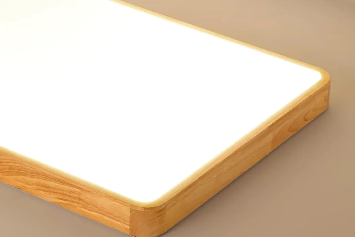 Dimmerabile plafoniera minimalista LED lampada da soggiorno in legno moderna lampadario rettangolare ultrapiatta pannello acrilico plafoniera con telecomando per camera da letto ufficio studio 90x60cm