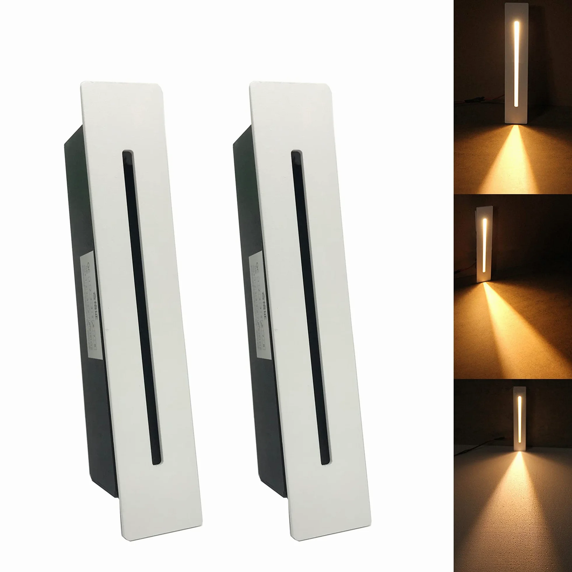 2pz Faretto LED da Incasso per Scale 3W, IP65 Impermeabile Faro per Esterno Gradini, Alluminio Pressofuso Lampada Angolo Parete, Illuminazione Decorativa Interna Corridoi Scale