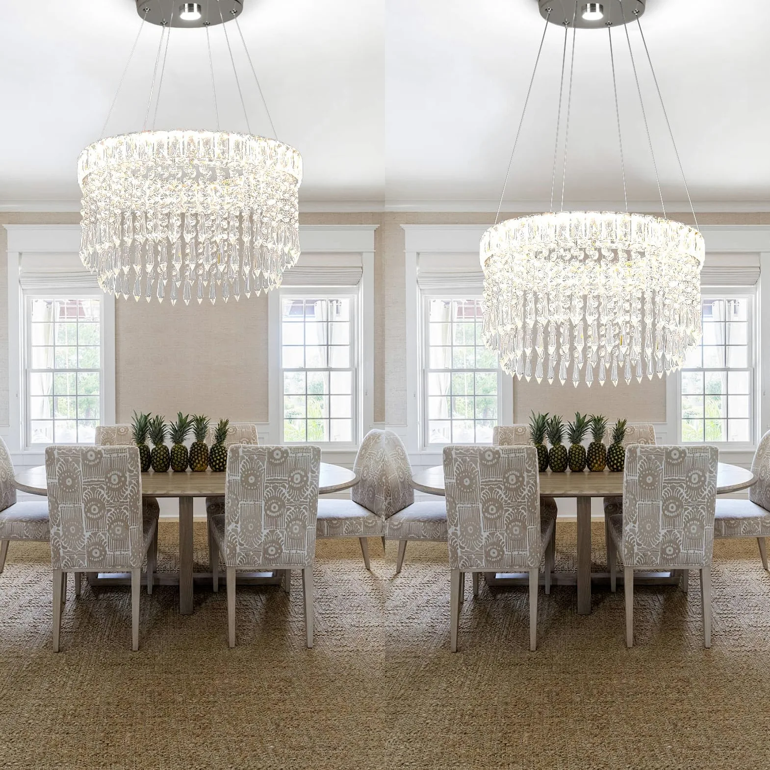 Lampadari moderni di cristallo Lampadario di lusso a goccia 45cm sospensione con montaggio ad incasso Illuminazione lampadario a soffitto per sala da pranzo soggiorno cucina isola