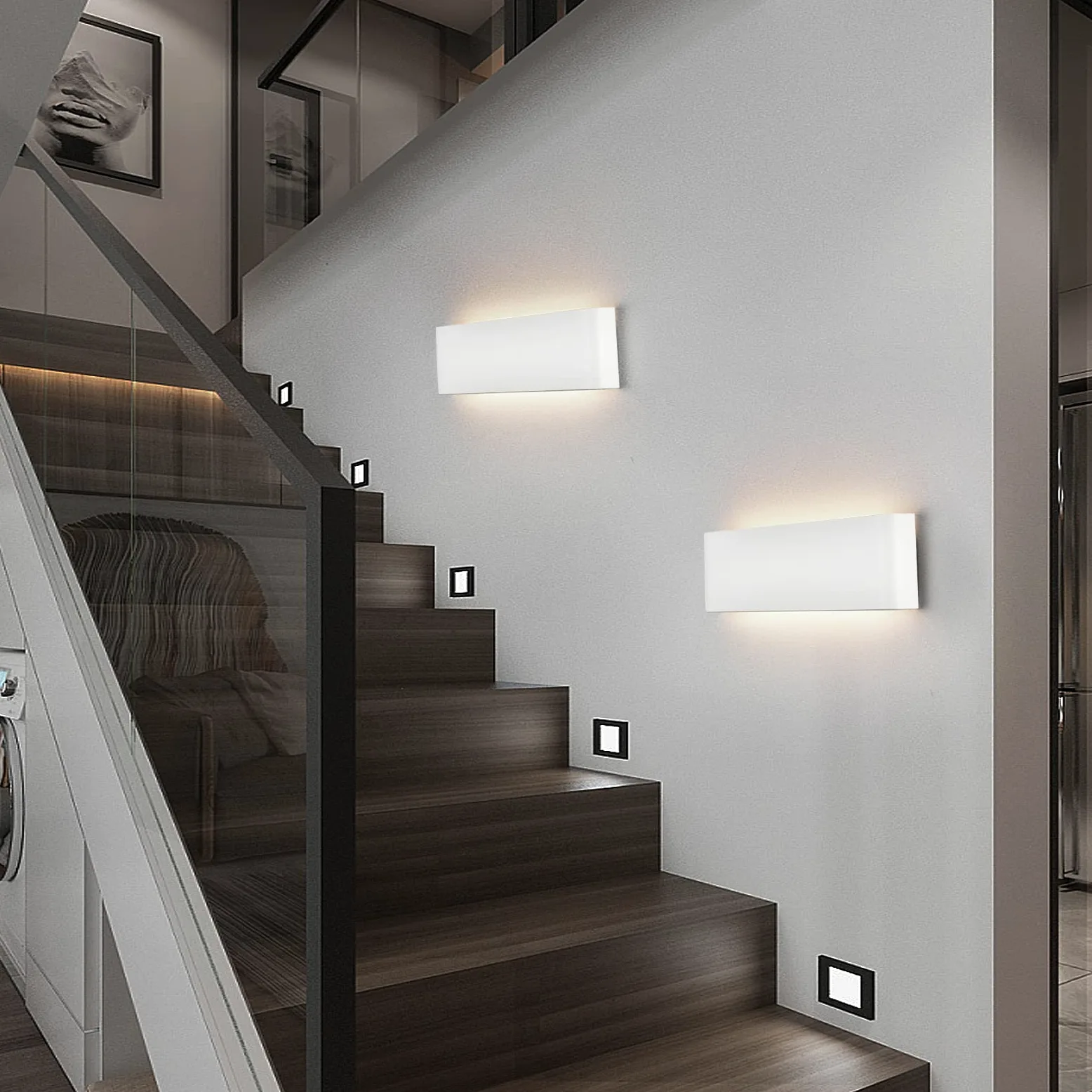 YCZM 2 Pezzi Applique da Parete Interno 18W,Lampada da Parete Interno 2160LM 31CM,Applique LED da Parete Interni 3000K Bianco Caldo,Lampada a Muro Bianco Per Soggiorno,Camera da Letto,Scale,Corridoio