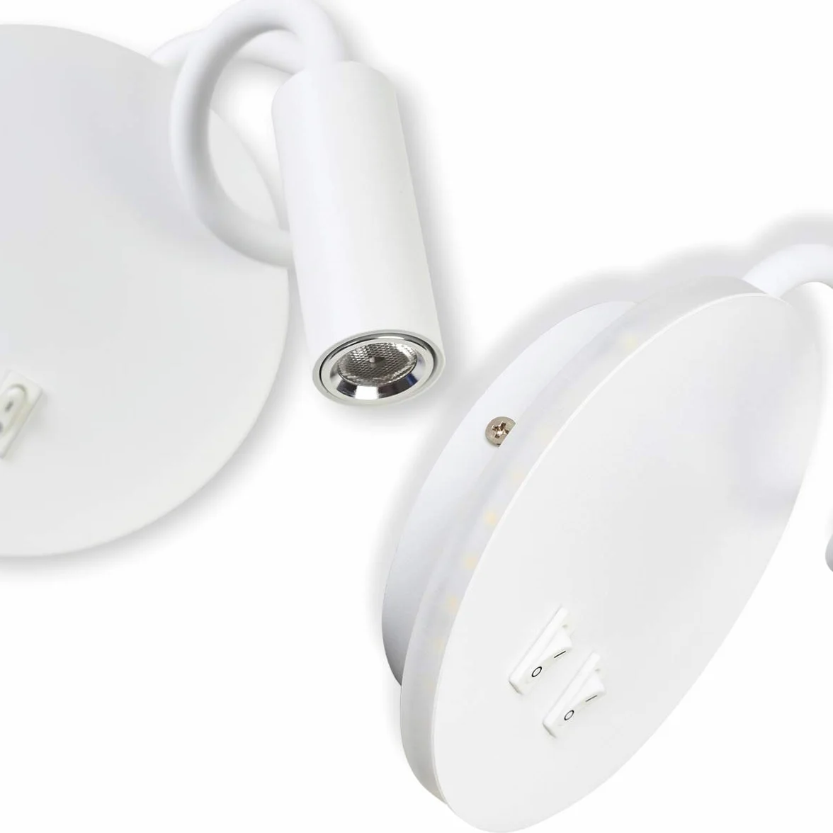 Budbuddy 3+8W LED Lampada da lettura luce di lettura nero Lampada da comodino per la lettura a letto, flessibile a collo di cigno flessibile, luce notturna in alluminio (Bianco/Bianco caldo)