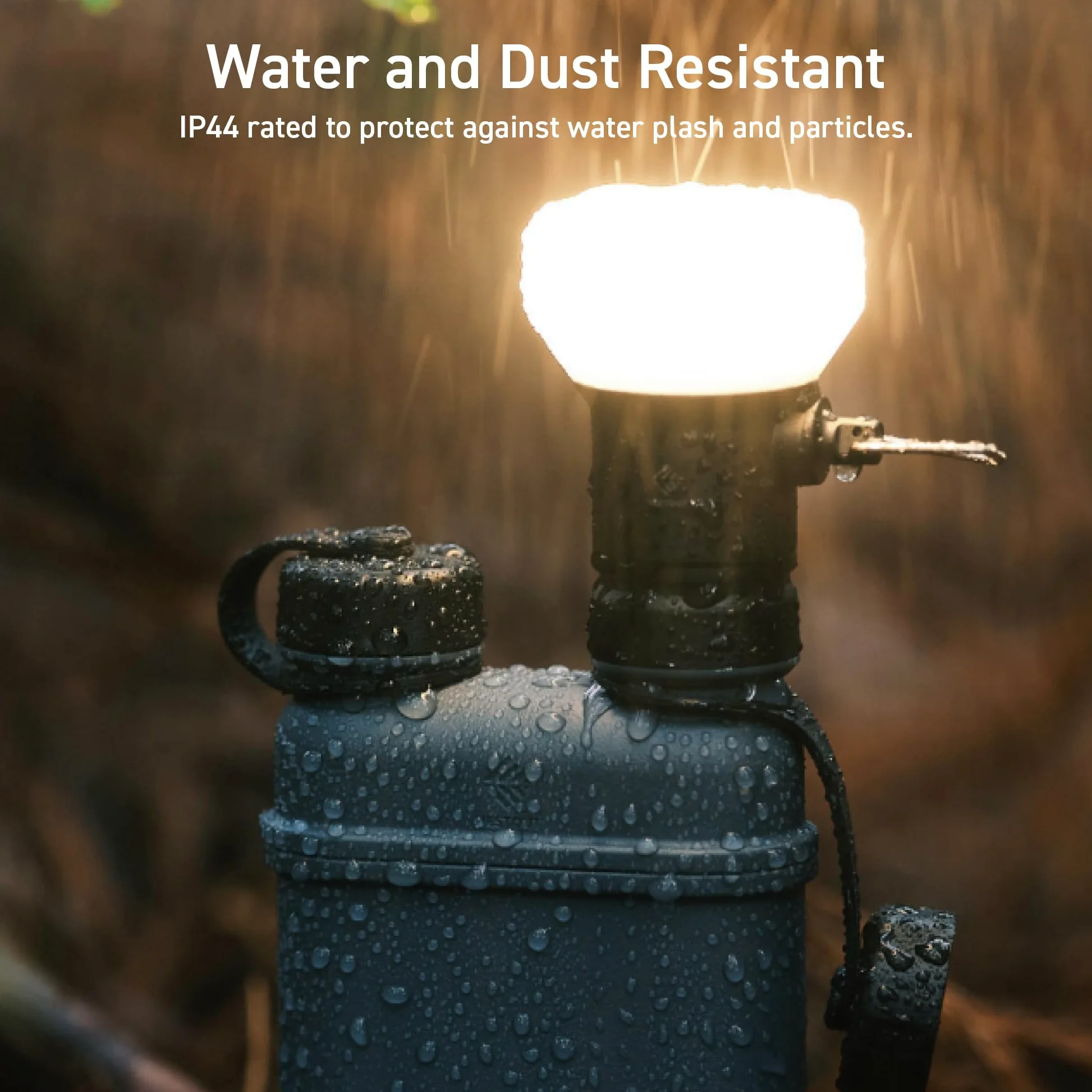 ELECOM NESTOUT Outdoor Camping LED Lantern w/ Mini Tripod, Dimmable USB Powered Soft LED Light, IP44 Water Dust Resistant, 10-350 Lumen, Portable Lamp for NESTOUT Power Bank, Beige (LAMP-1)