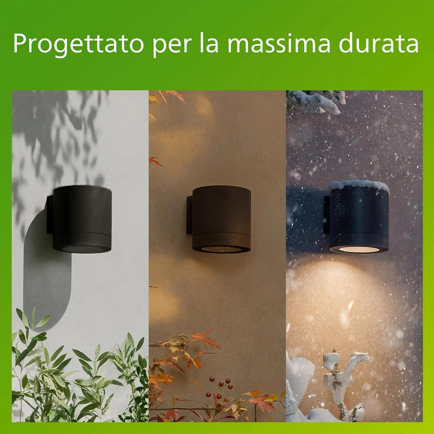 Philips Fylx Applique da Esterni + Lampadina LED GU10, Luce Bianca Calda, Resistente a Intemperie IP44, Durevole, Alluminio, Design Moderno, Nero