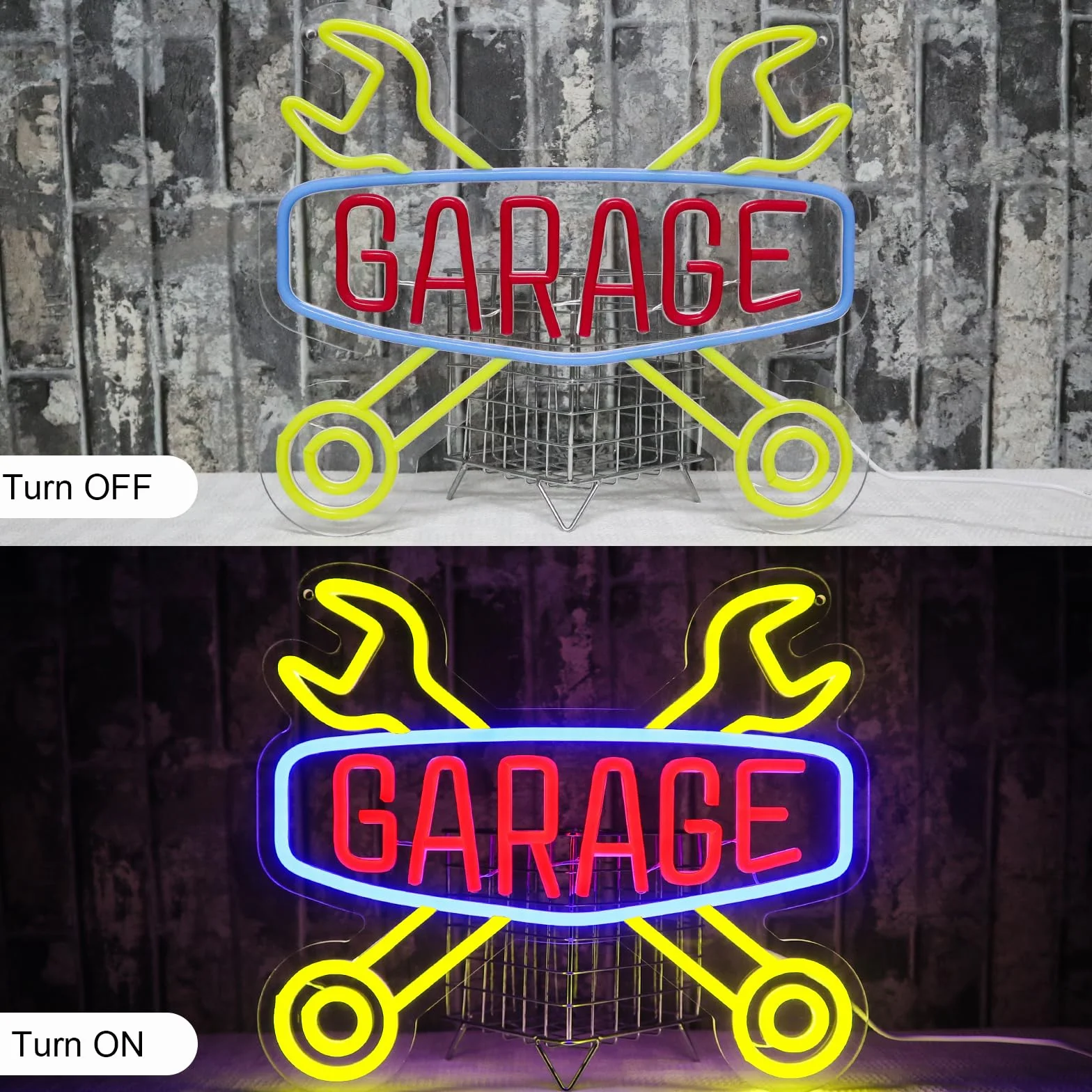 Segno al Neon per Garage - Segno al Neon Check Engine per Decorazione da Parete, Luce al Neon da Parete USB a LED per Autorimessa, Caverna dell'Uomo, Camera per Auto, Officina di Riparazione
