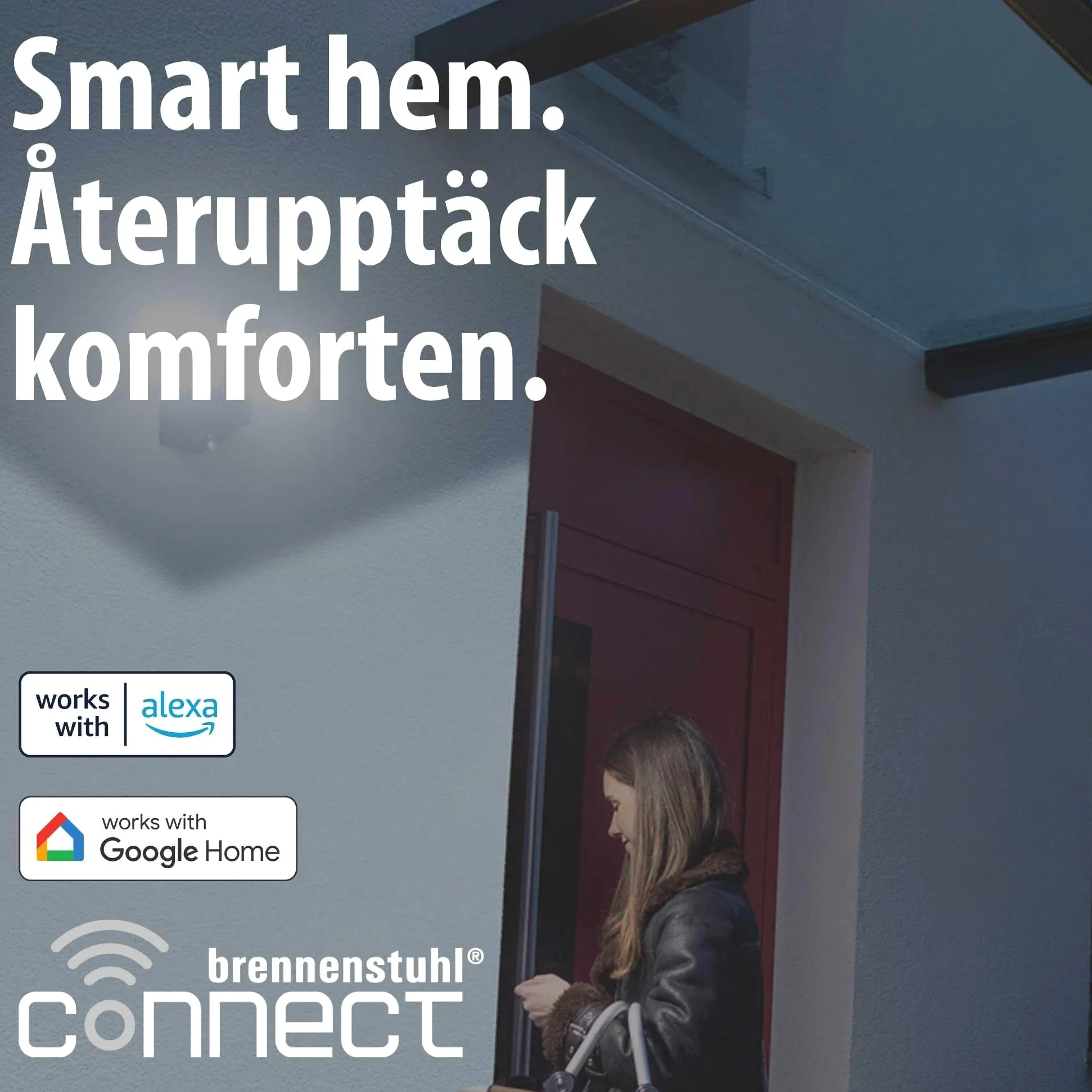 Brennenstuhl Connect WiFi Faretto LED doppio WFD 3051 P con rilevatore di movimento (36 W, 4300 lm, IP54, varie funzioni di luce regolabili tramite app, faretto da esterno per montaggio a parete)