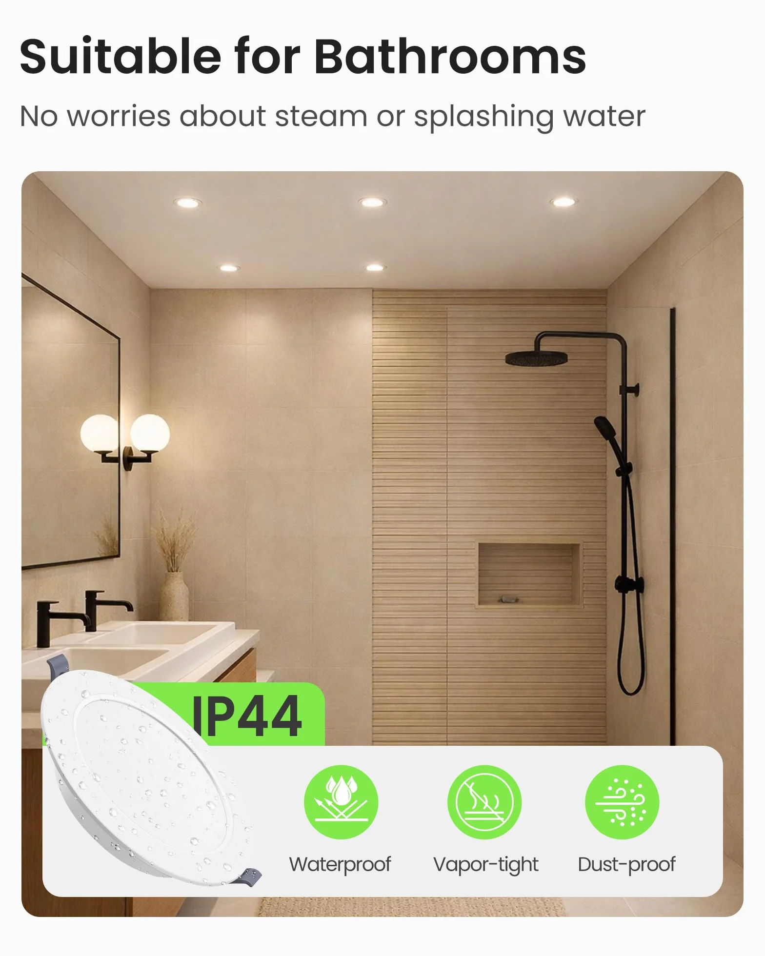 ALUSSO Faretti LED da Incasso per Cartongesso, 15W 230V Bianco Caldo 3000K Bianco Neutro 4000K Freddo 6500K Regolabili IP44 ultrasottili 26mm Rotondi Bianco Luci da Incasso per Bagno Cucina, Set di 6