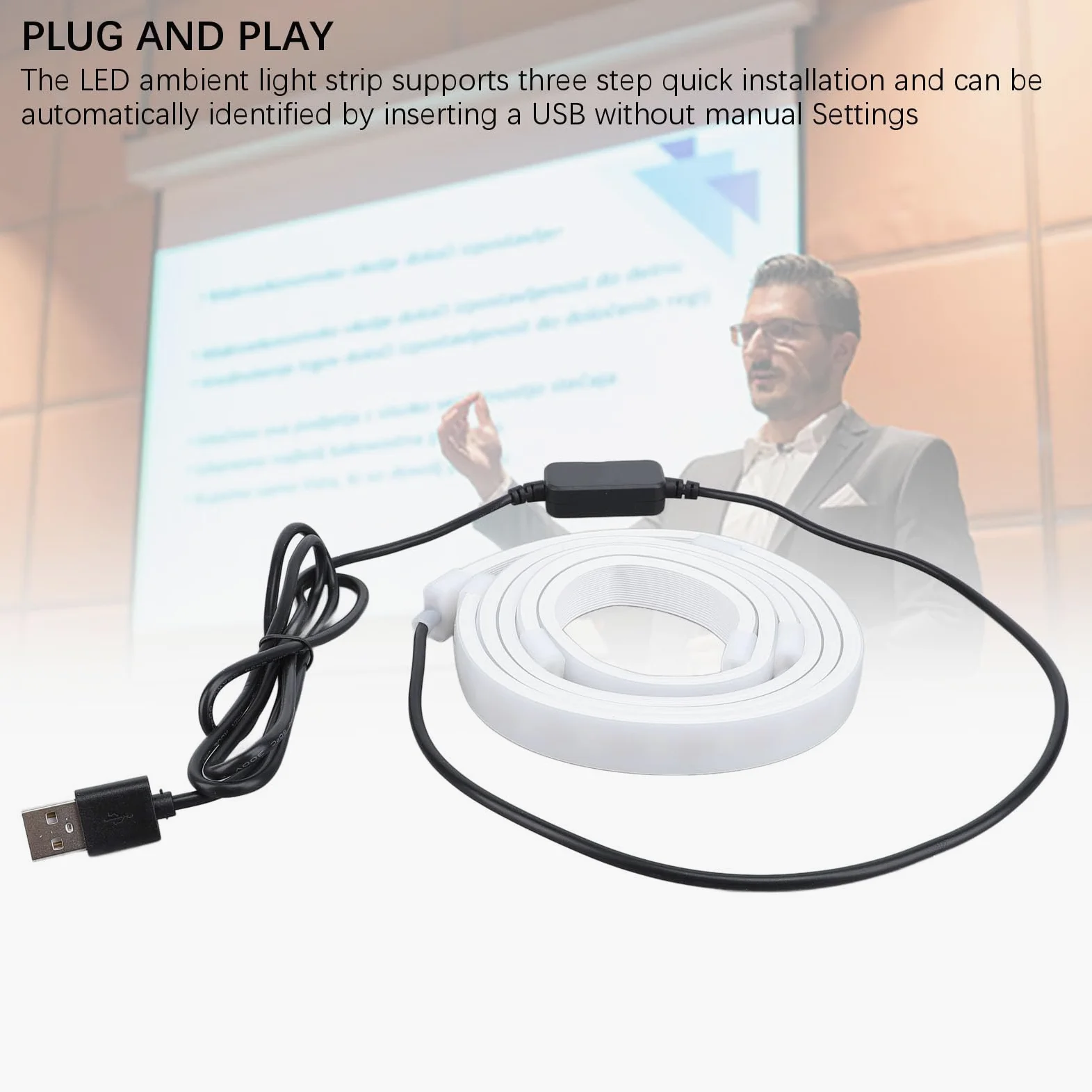 Fockety Retroilluminazione LED TV, Striscia LED Cambia Colore con Sincronizzazione Musicale RGB con 71 Perline, Luci LED Intelligenti per TV,Retroilluminazione TV per Schermi da 34 Pollici