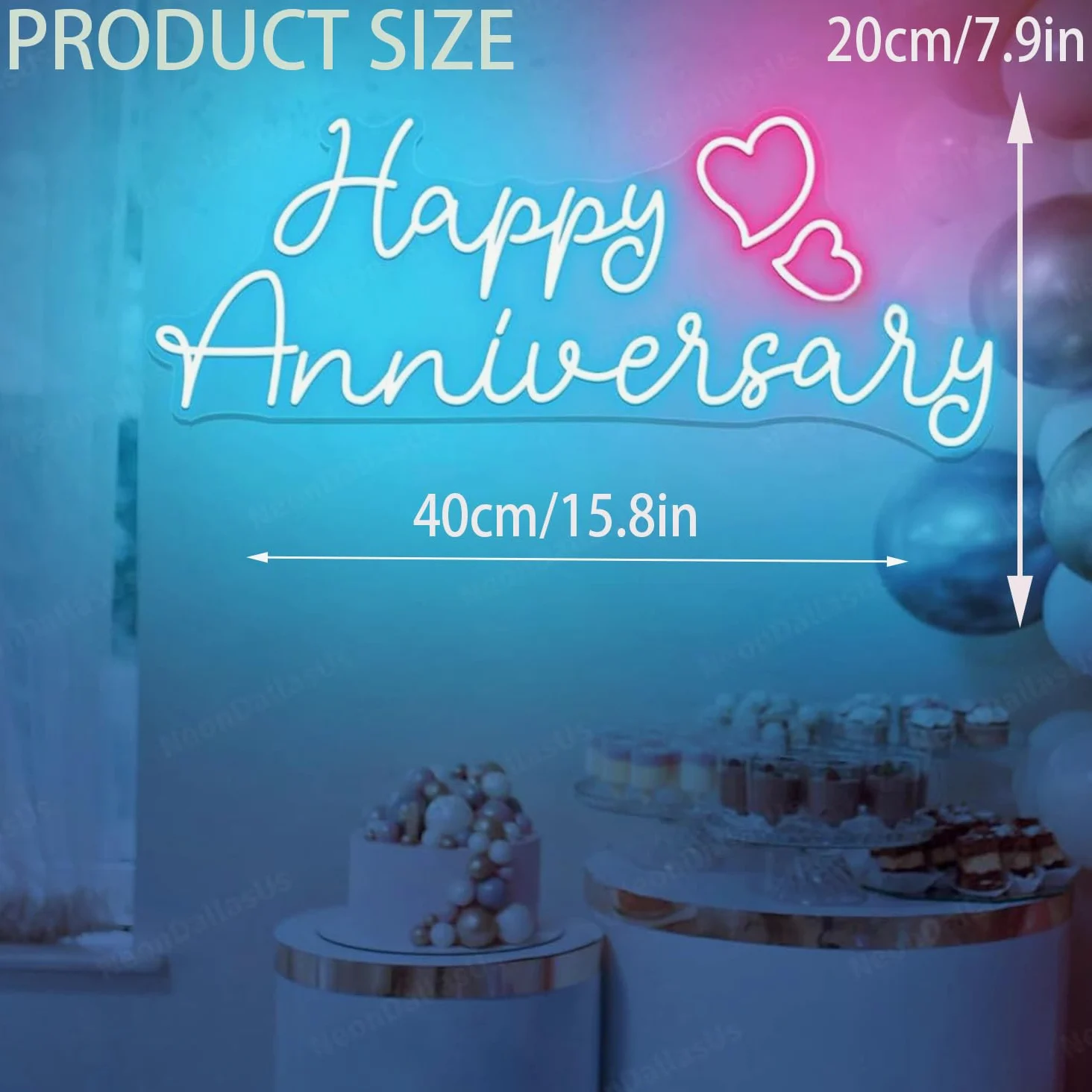 Happy Anniversary - Targa al neon Happy Anniversary LED, luce Happy Anniversary, targa per matrimoni, celebrazioni, feste, decorazioni per coppie, regali