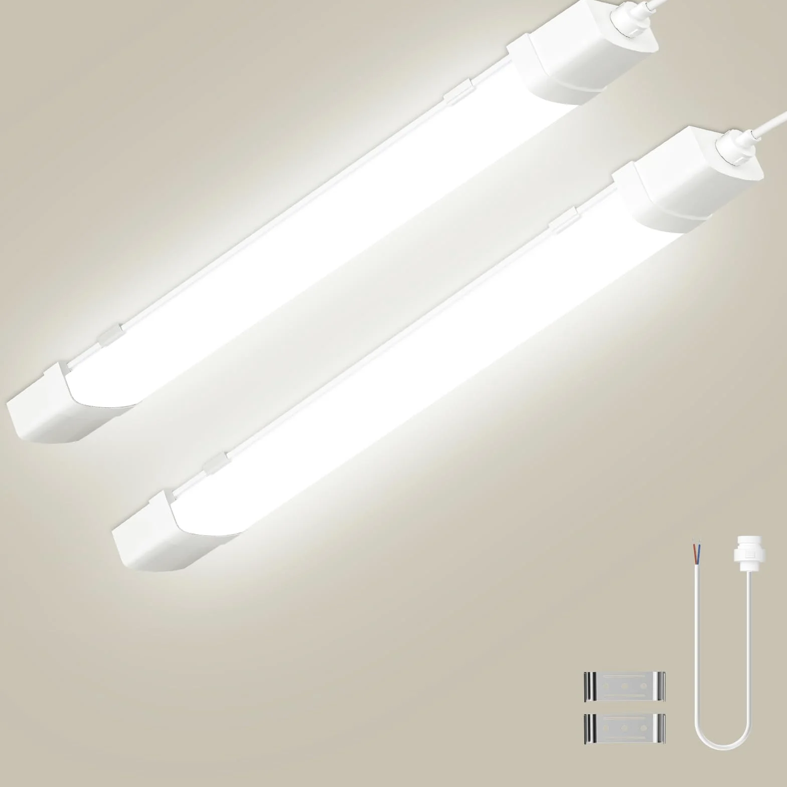 Neon LED 115cm con Sensore di Movimento 2 Pezzi,40W 4000LM Tubo Neon,4500K Bianco Neutro Barra LED,IP65 Impermeabile Plafoniera Soffitto per Cucina Officina Garage Ufficio