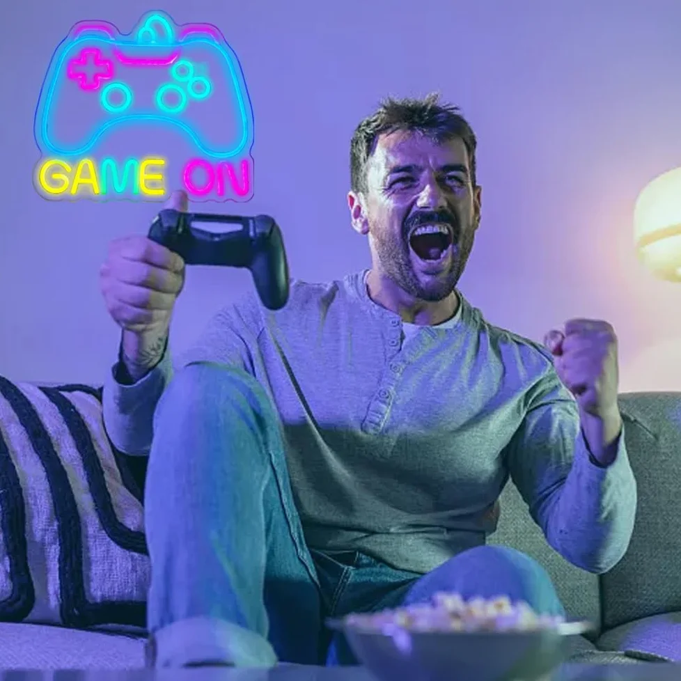 Insegna al neon per decorazione da parete, luce al neon per decorazione della stanza dei giochi, insegna al neon a forma di gamepad, decorazione per la stanza dei ragazzi, miglior regalo per giocatori