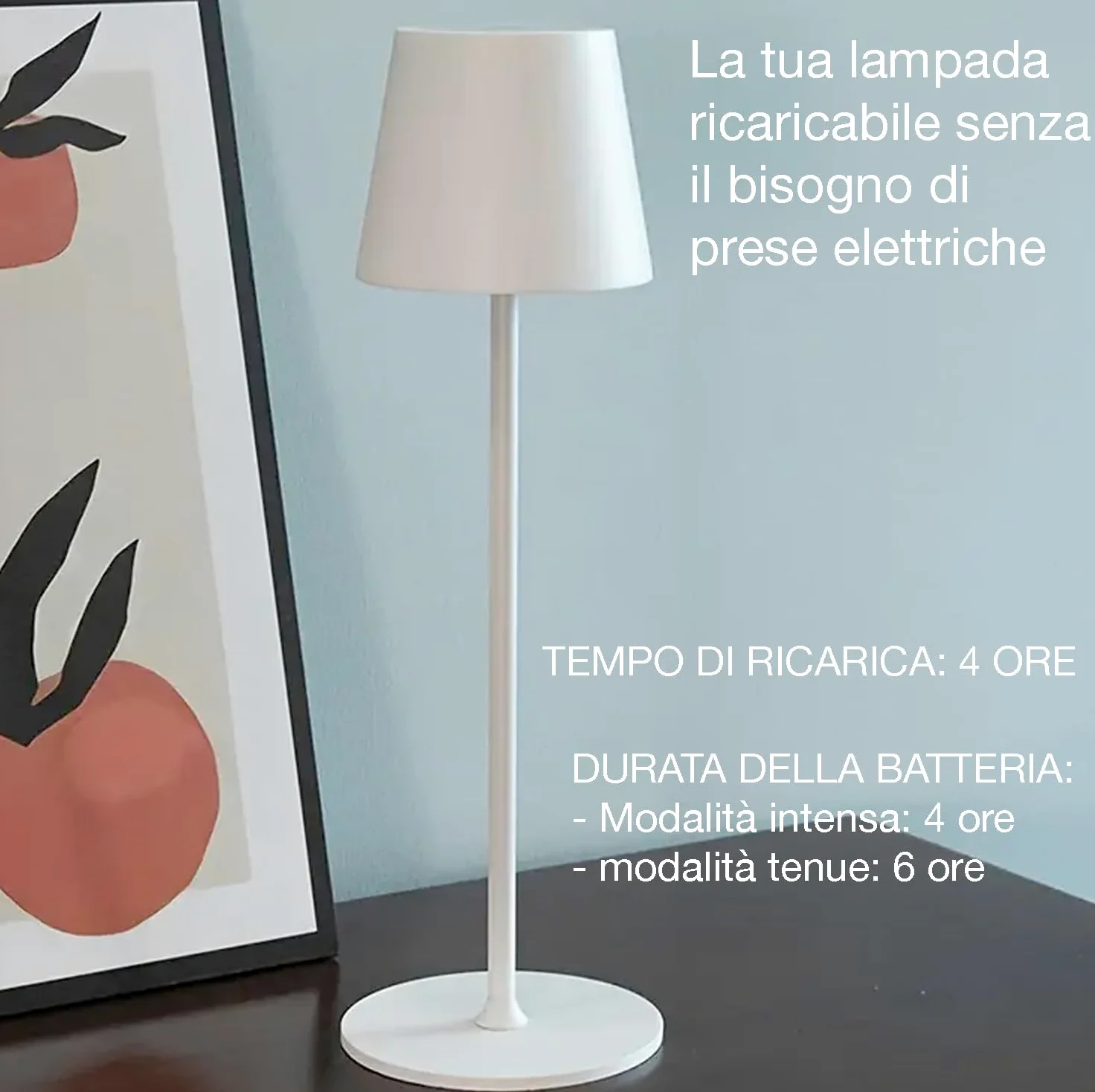 081 Store - 2 PEZZI LAMPADA DA TAVOLO SENZA FILI RICARICABILE BIANCHE, LAMPADA DA TAVOLO LED DIMMERABILE E CON 3 TONALITà DI LUCE, DIMMERABILE 3000-65000K ED IMPERMEABILE IP54