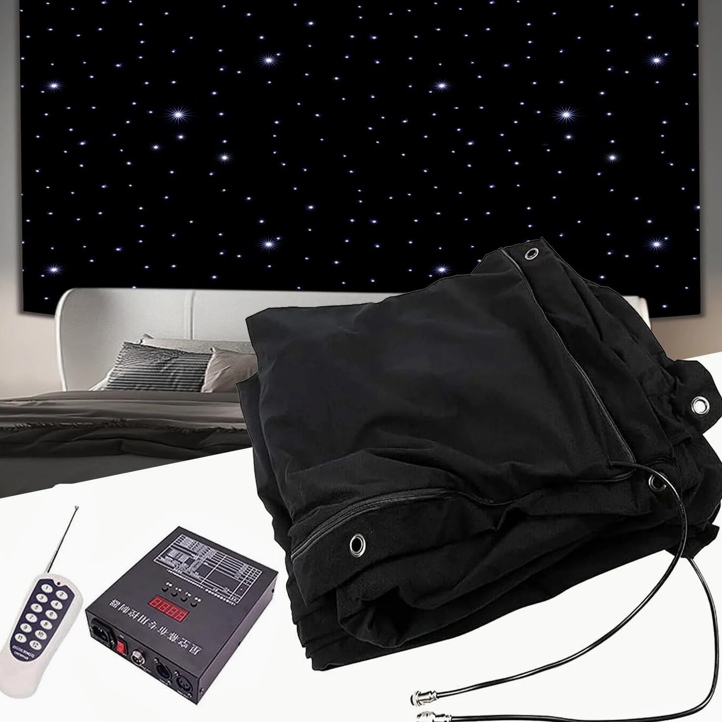 Sfondo in Tessuto per Cielo Stellato Da Palco, Tessuto per Cielo Stellato Da Palco a LED, Fondali per Tende a Stella Da Palco,9.84ft*19.69ft