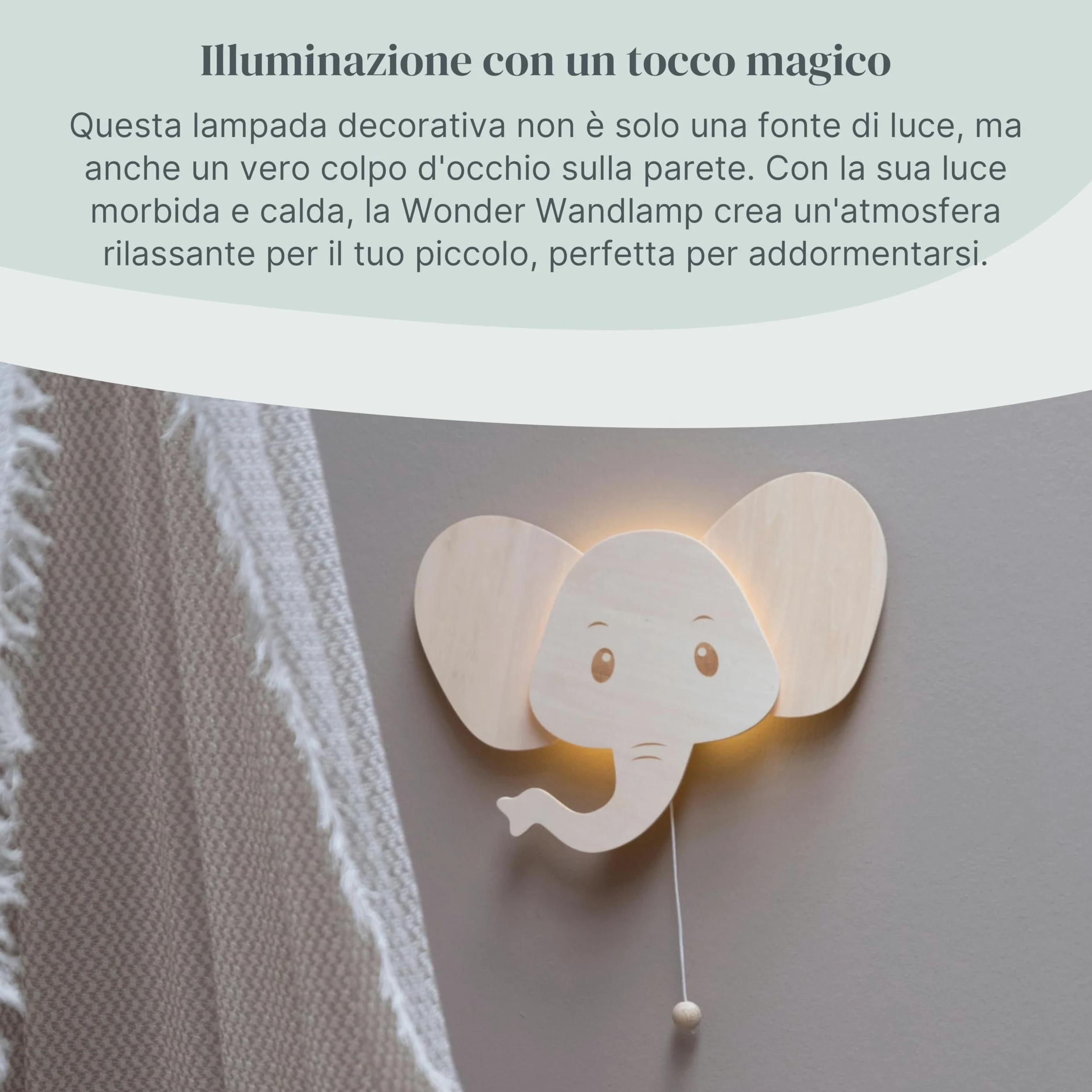 Baby's Only - Lampada da parete elefante Wonder - Brown - 23x35 cm