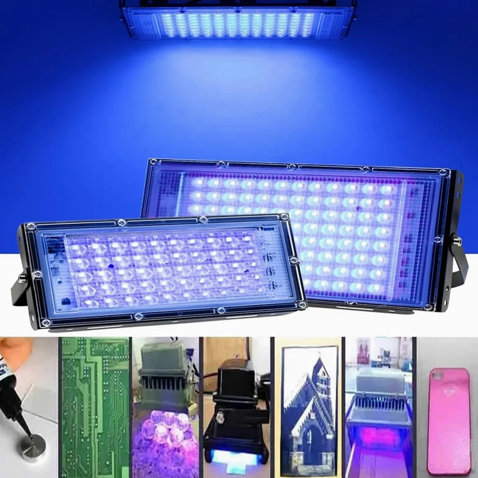 Lampada uv resina, Lampada di polimerizzazione UV ultravioletta con resina a olio verde, colla senza ombre, rilevamento fluorescente da 365 nm, 405 nm, 395 nm, 100 W, 200 W, 300 W(405nm,300W)