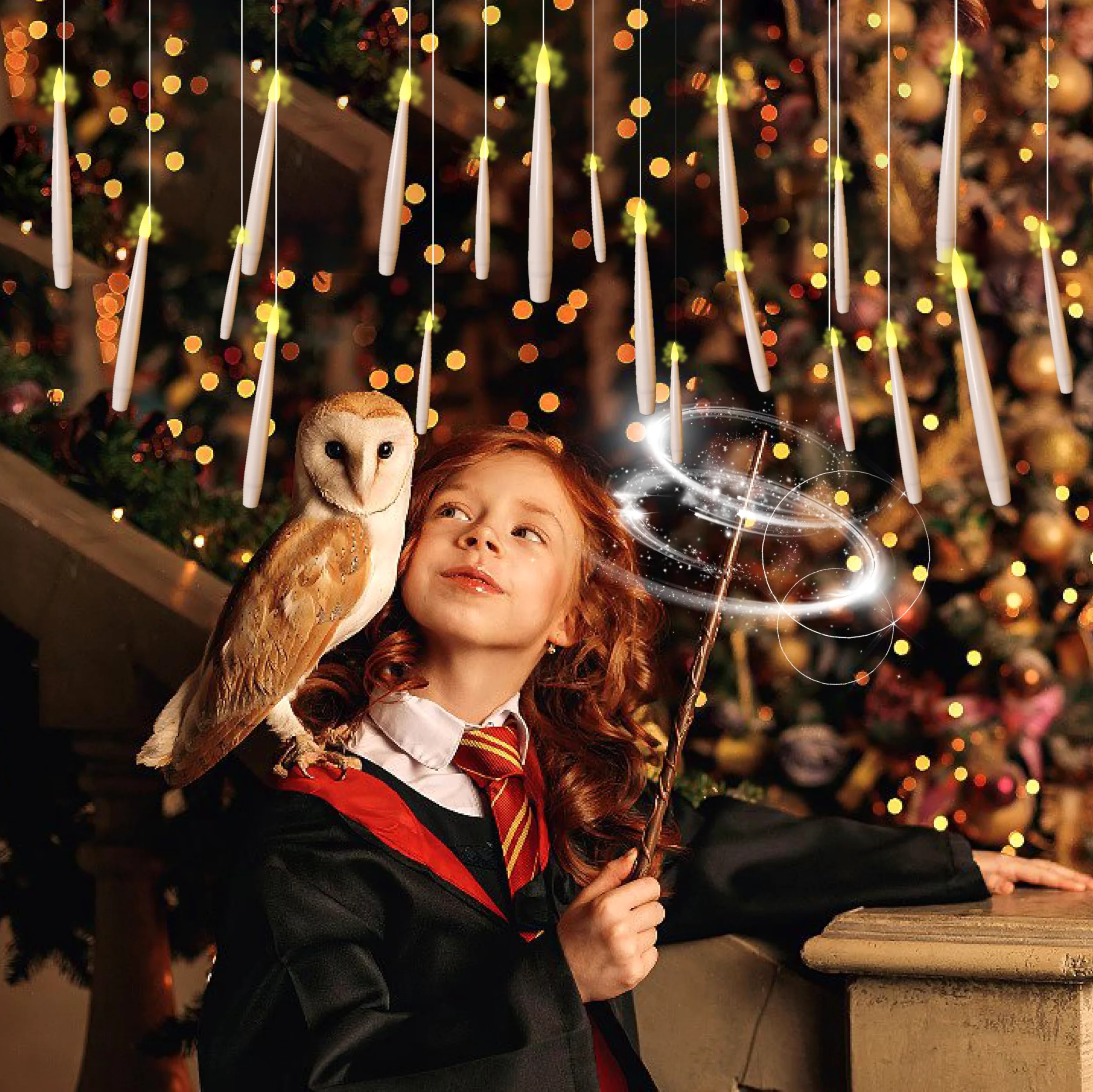 20 Candele LED Galleggianti Harry Potter con Telecomando Bacchetta Magica, Candele Senza Fiamma Tremolanti, Decorazioni Magiche per Feste, Natale, Halloween, Regalo per Fan di Harry Potter