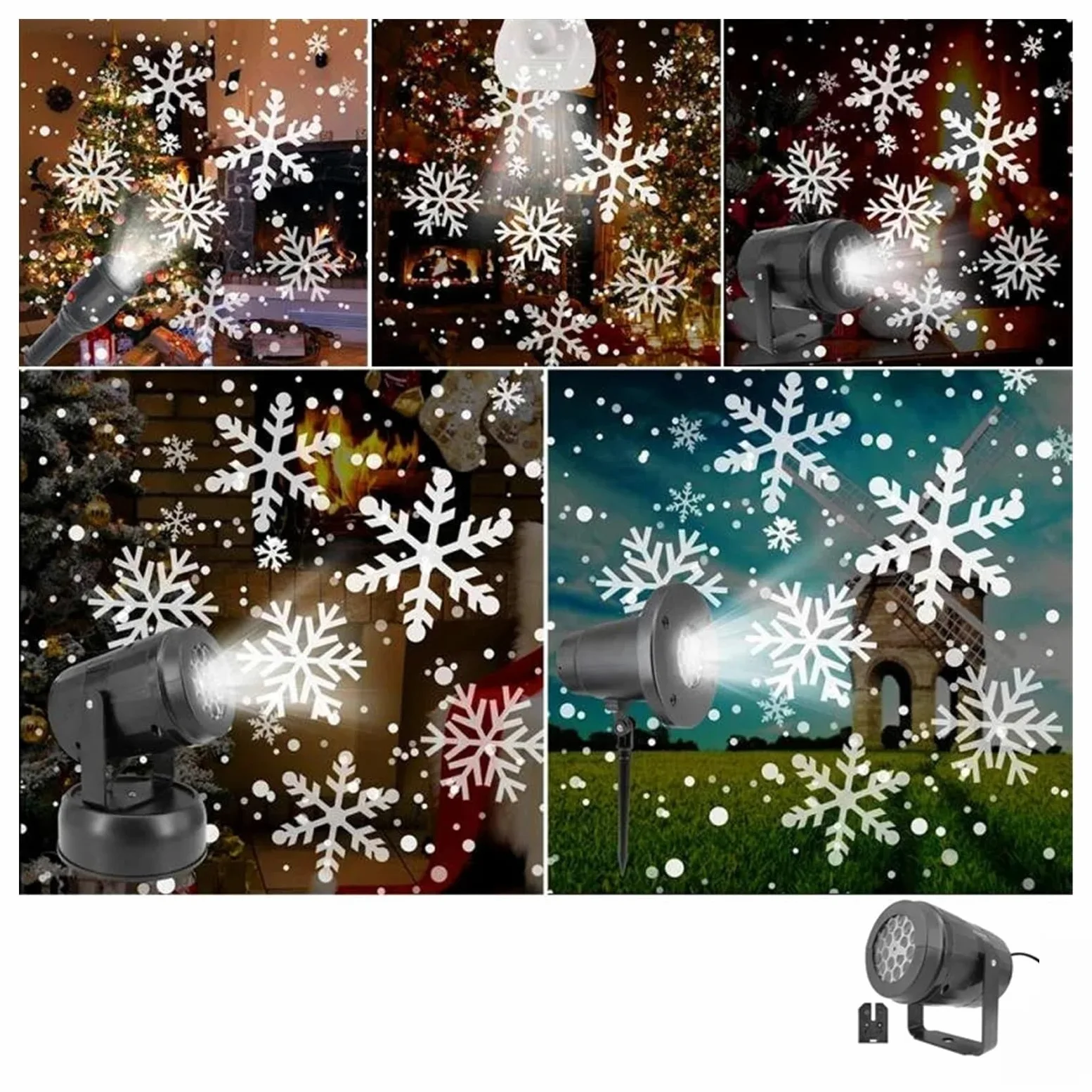 Proiettore natalizio per esterni, Luci for feste di Natale Proiettore a fiocchi di neve Luce da palcoscenico a LED Rotante Modello natalizio Illuminazione natalizia for esterni Decorazioni da giardino