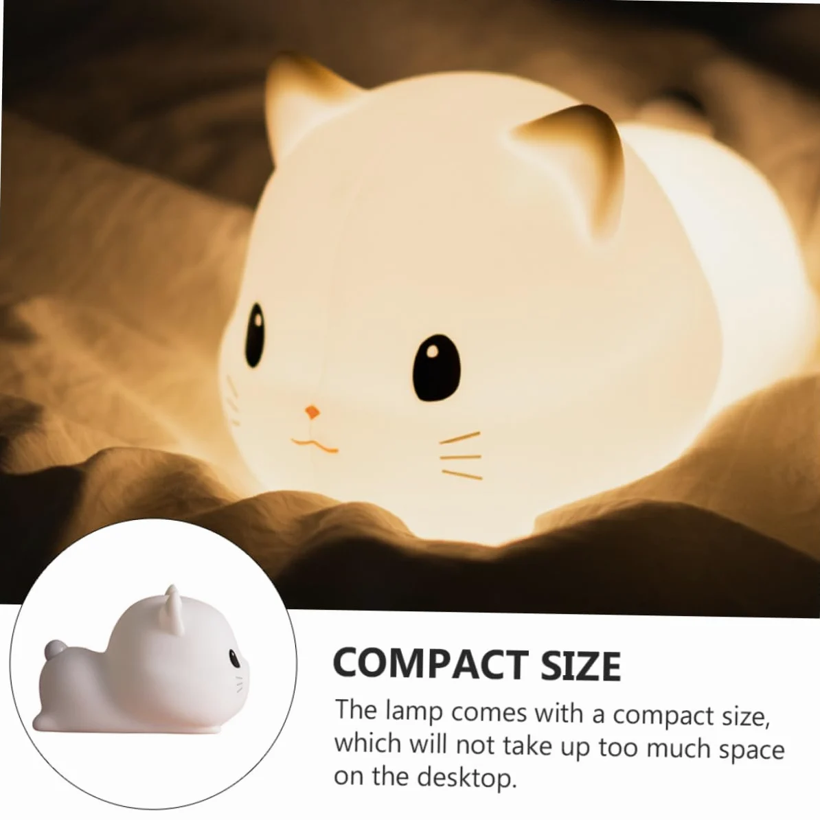 OSALADI Lampada da Notte Gatto in Silicone Usb, Luce per Camera Bianca
