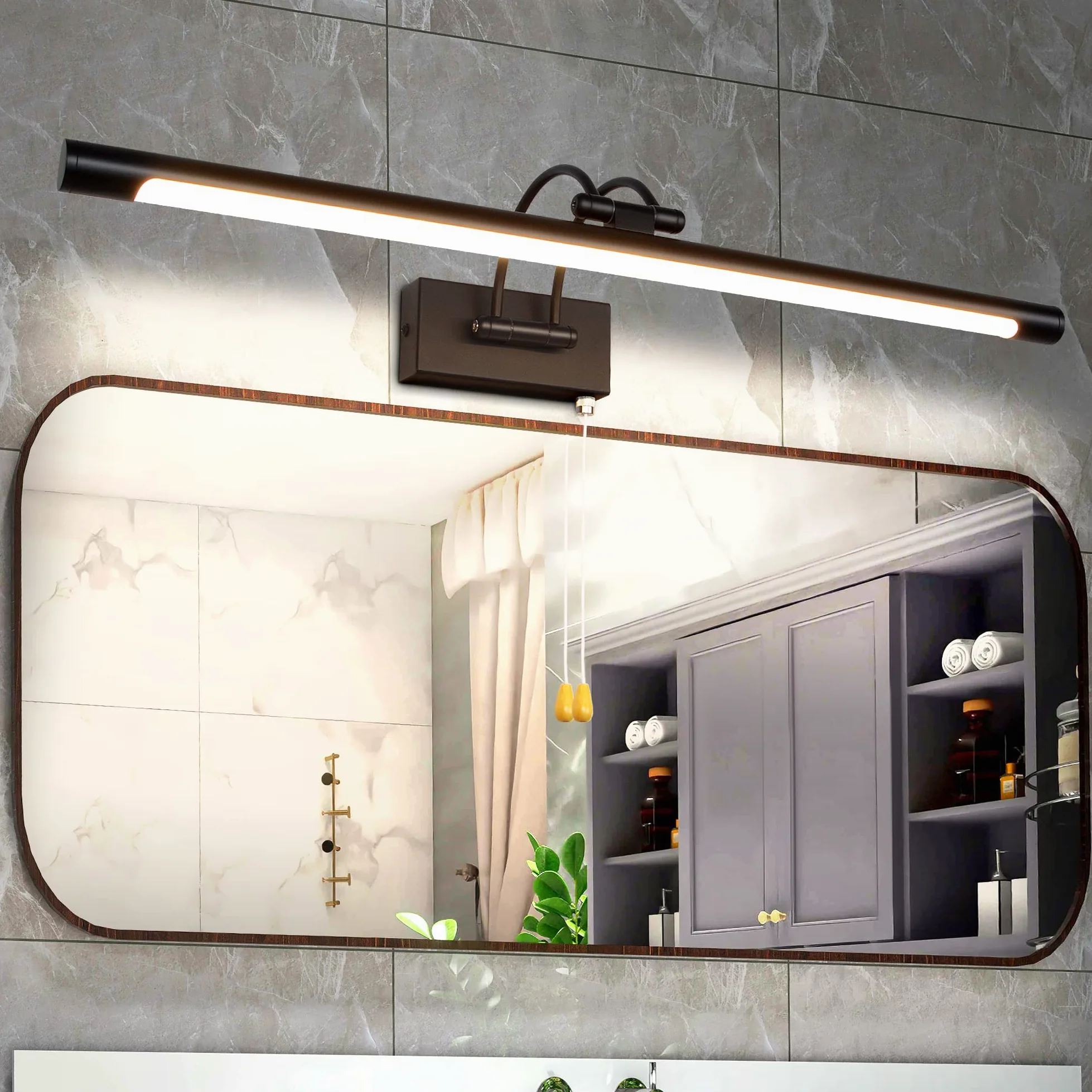 MantoLite LED Lampade da Parete per Quadri,12W 3000K Illuminazione per Interni con testa Girevole e Interruttore, Specchio da Bagno Illuminazioni per Pareti Lampade Lettura Applique (Nero,60CM)